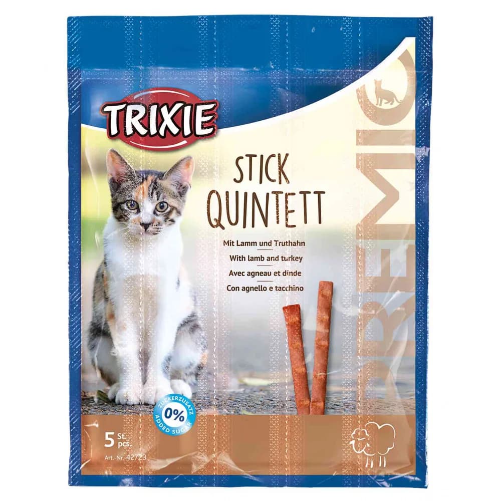 Trixie Premio Quadro-Sticks Paluszki Jagnięcina i Indyk Antykłaczek przysmak dla kota
