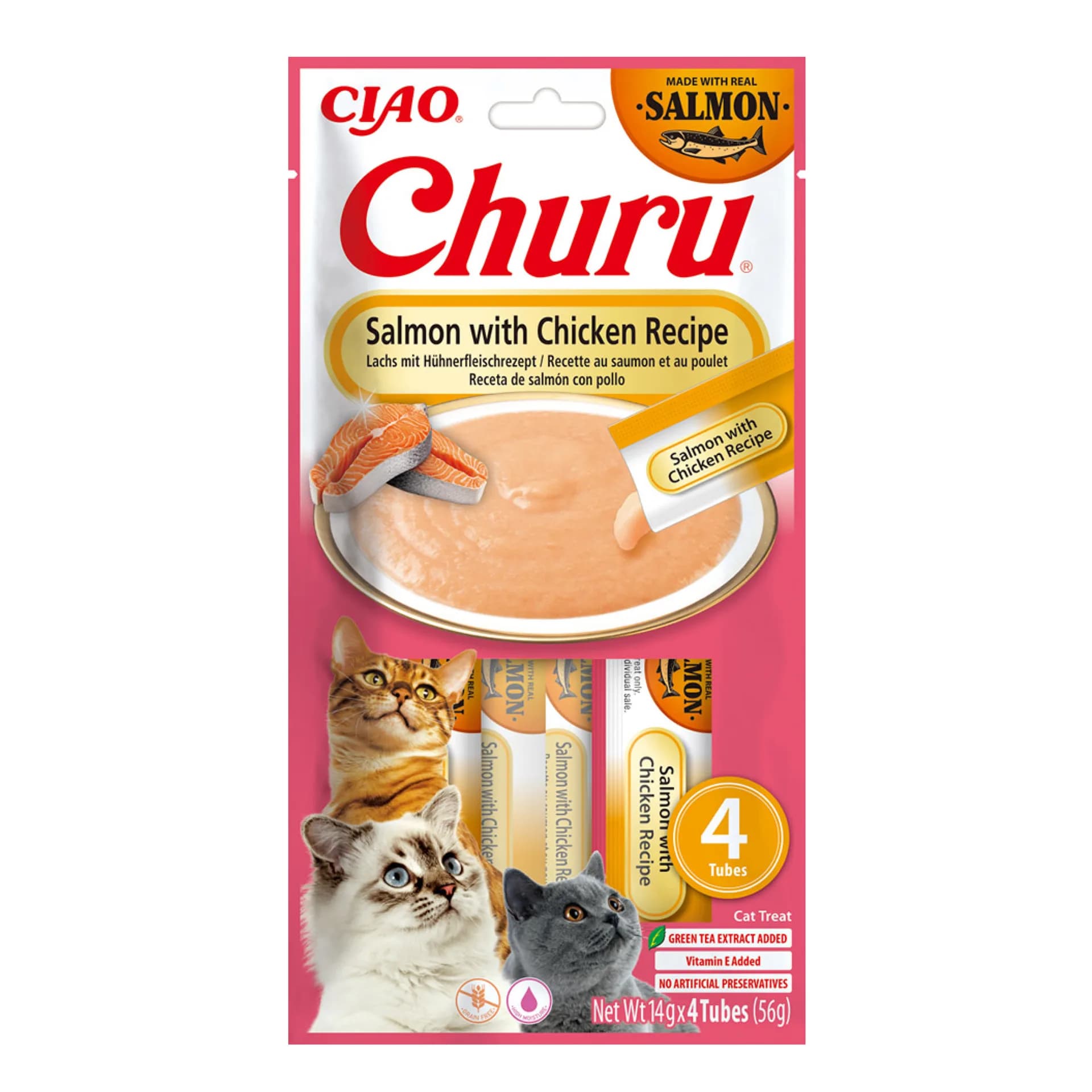 INABA Cat Churu przysmak dla kota Łosoś z kurczakiem 4 × 14 g 56 g