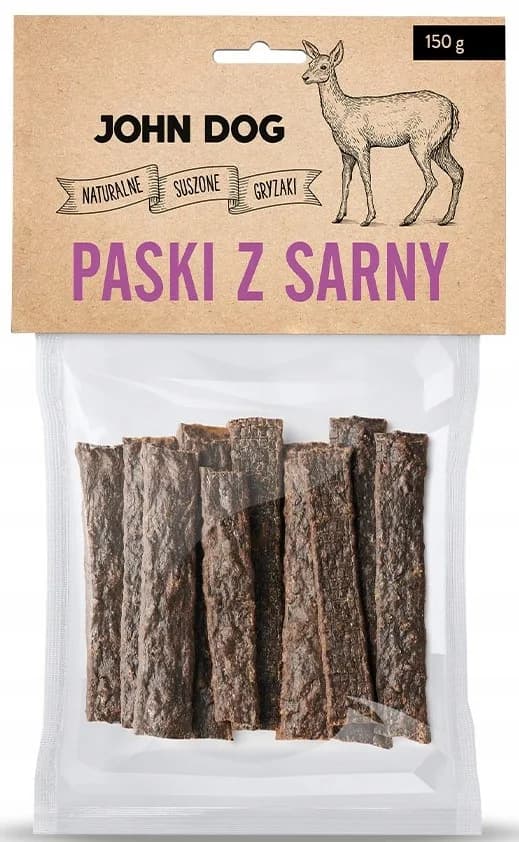 John Dog Paski przysmak dla psa sarna 150 g