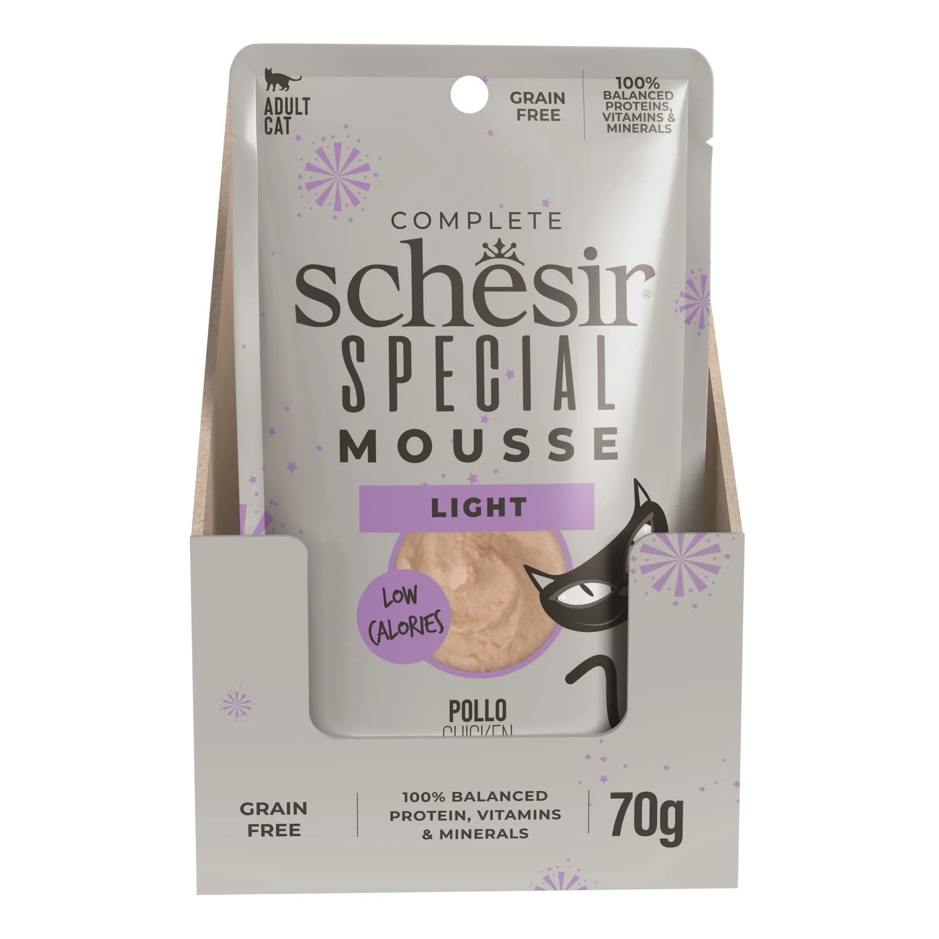 Schesir Special Mousse Light karma mokra dla kota kurczak i indyk z dynią 70 g
