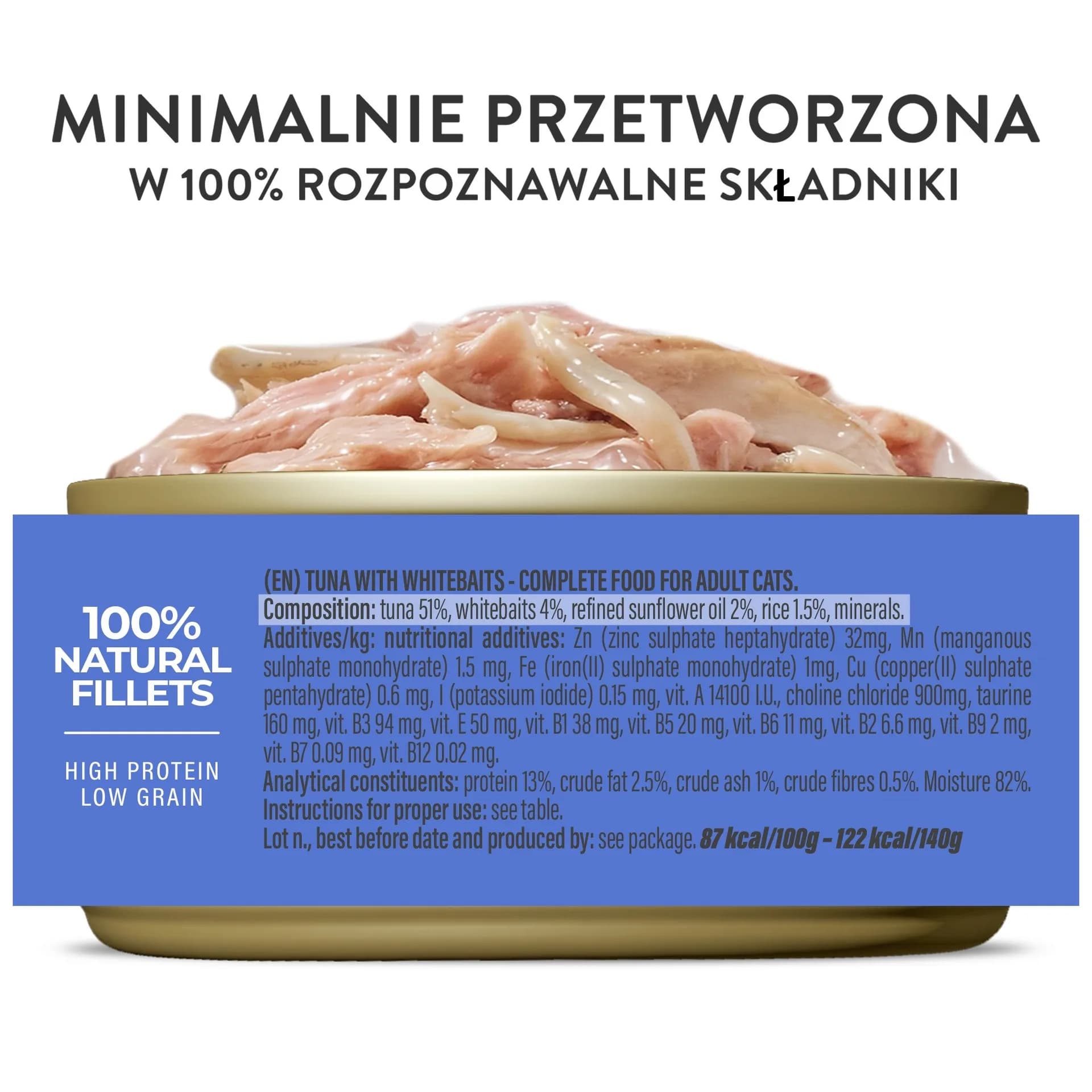 Schesir karma mokra dla kotów tuńczyk z narybkiem w galarecie puszka 140 g