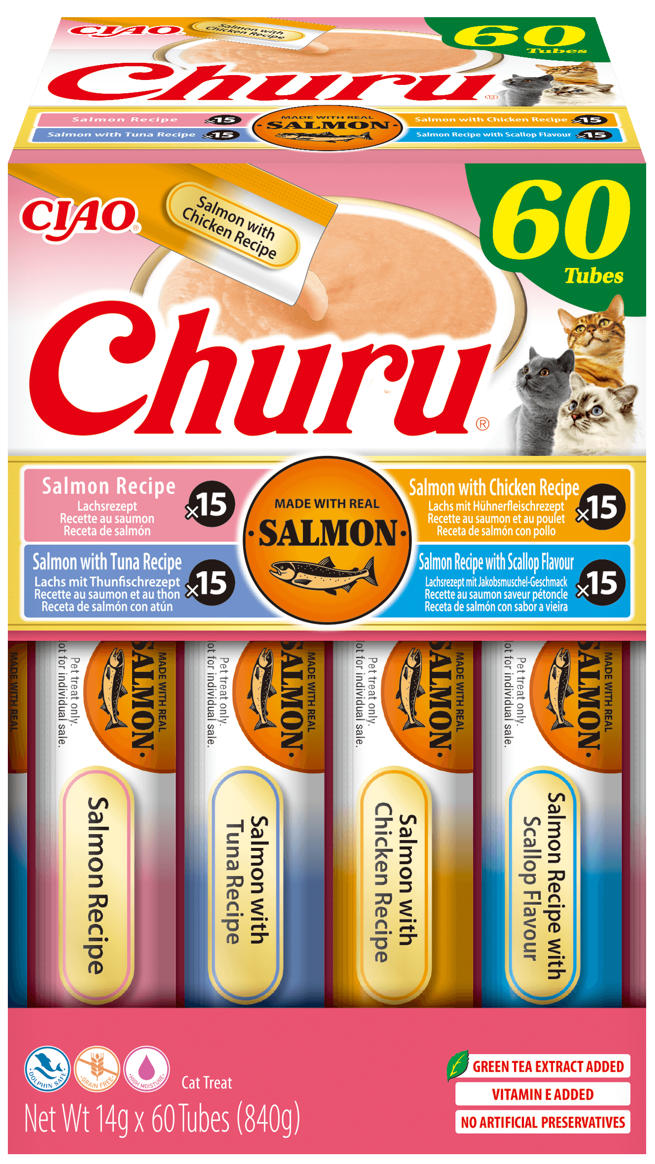 INABA Cat Churu 60P Churu Salmon 60 × 14 g 840 g