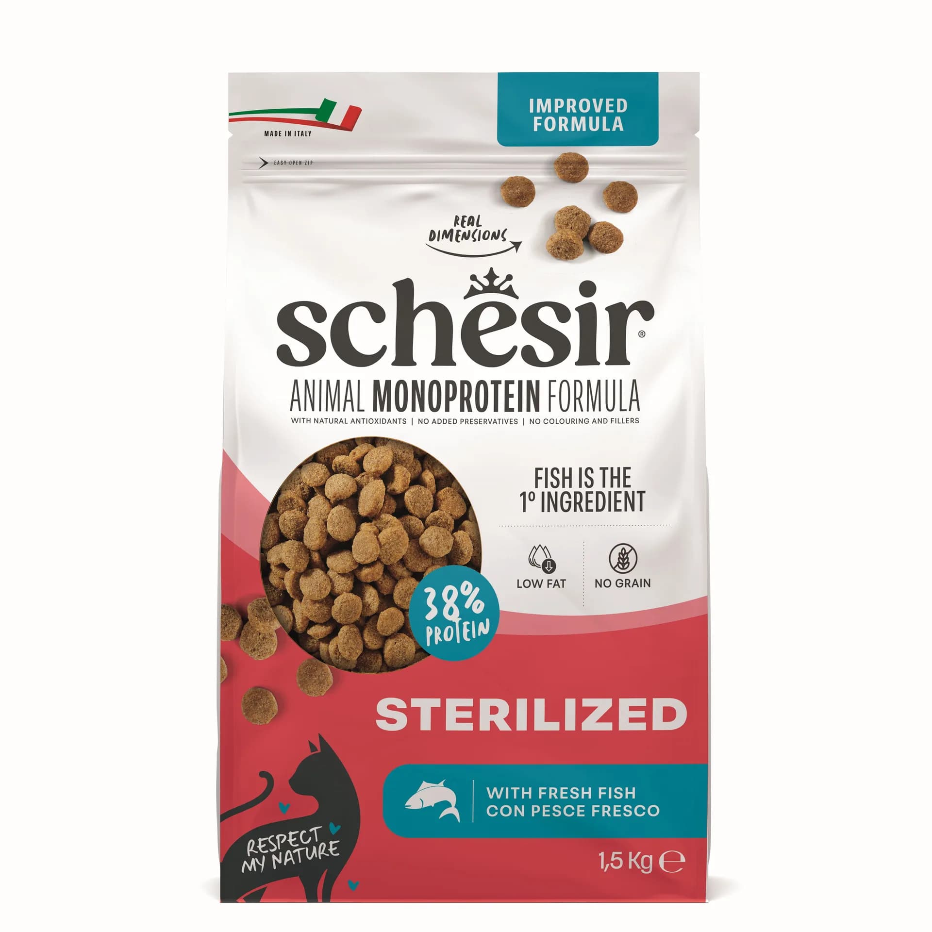 Schesir Animal Monoprotein Formula Sterilized karma sucha dla kota po sterylizacji ryba worek – 15 kg