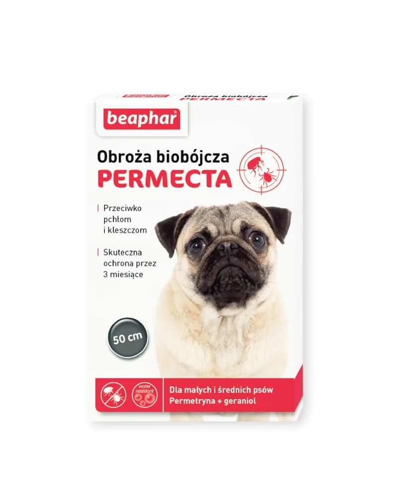 Beaphar Permecta obroża biobójcza dla małych i średnich psów 50 cm