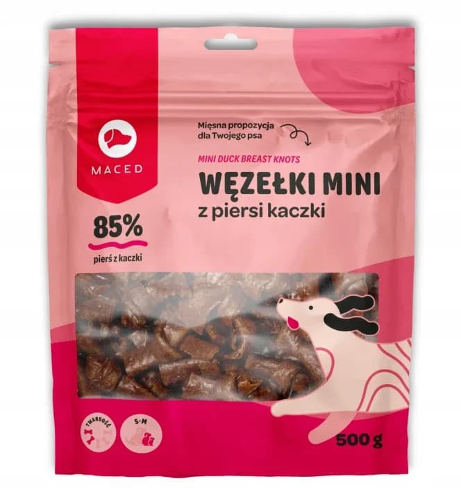 Maced Węzełki Mini z Piersi Kaczki (85% mięsa) Miękki Przysmak dla psa 500 g