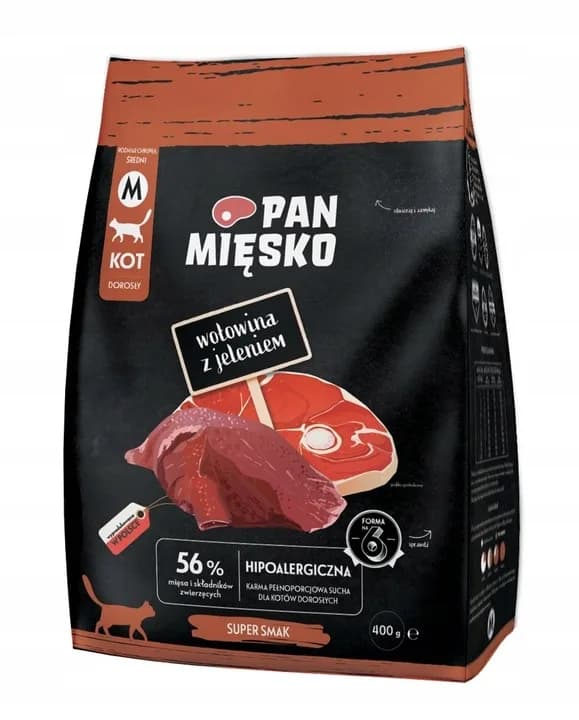 Pan Mięsko Sucha karma dla kota wołowina z jeleniem M