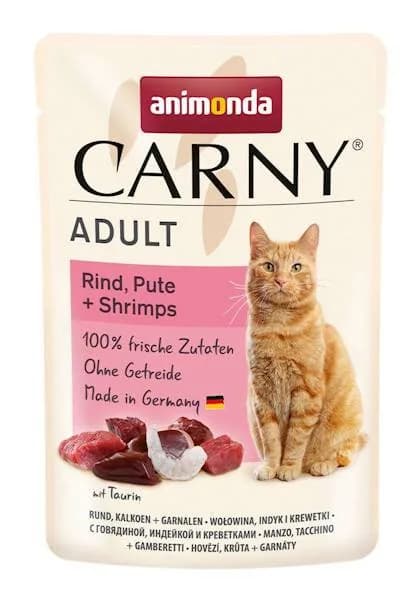 Animonda Carny karma mokra dla dorosłych kotów wołowina, indyk i krewetki 85 g