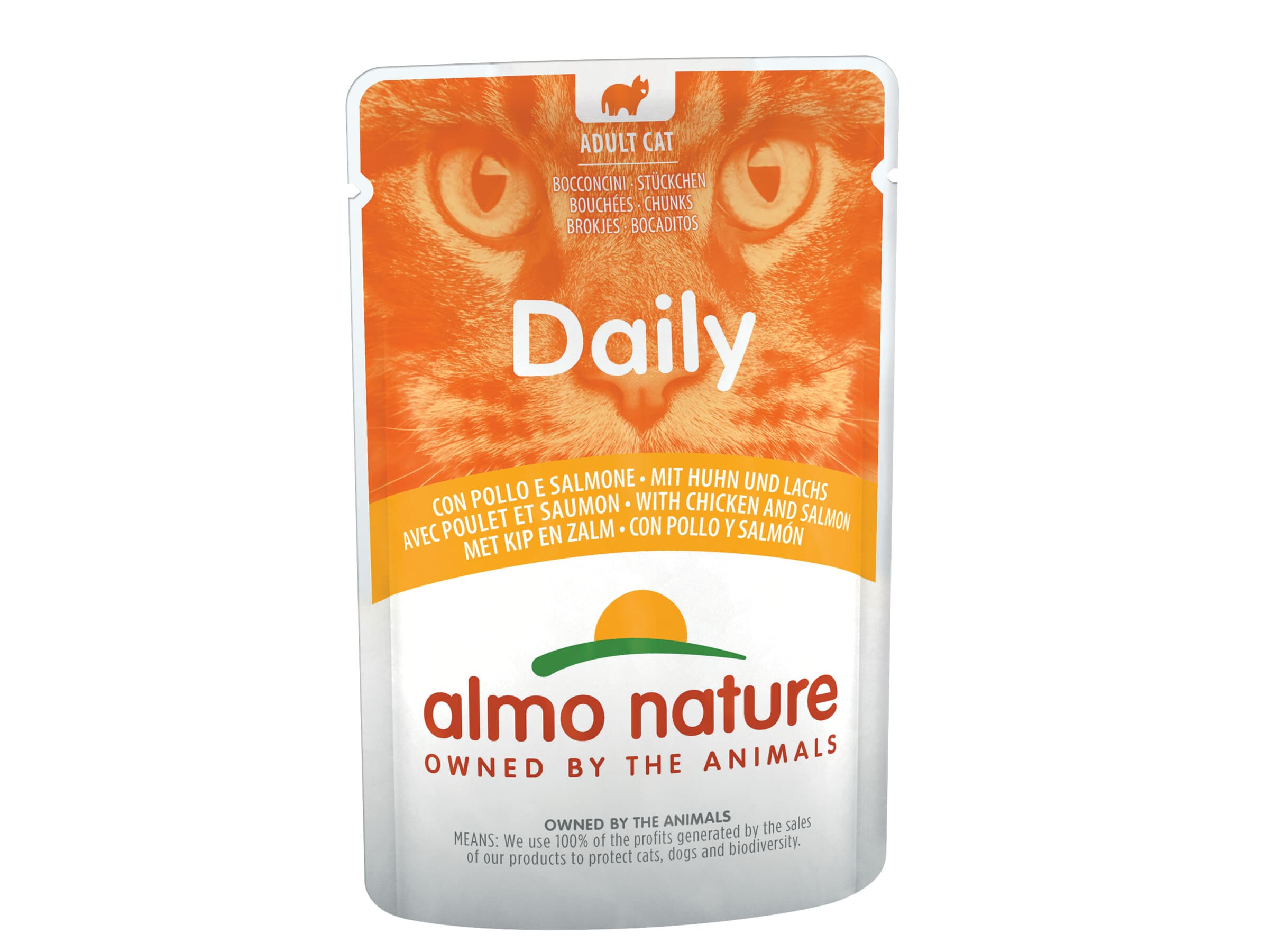 Almo Nature Daily karma mokra dla dorosłych kotów z kurczakiem i łososiem 70 g