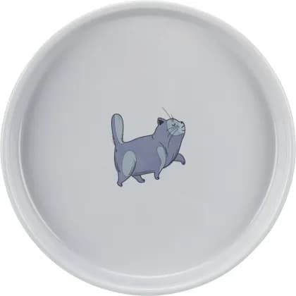 Trixie Miska dla kota szara, ceramiczna, /, płaska i szeroka wersja 0,6 l 13 cm