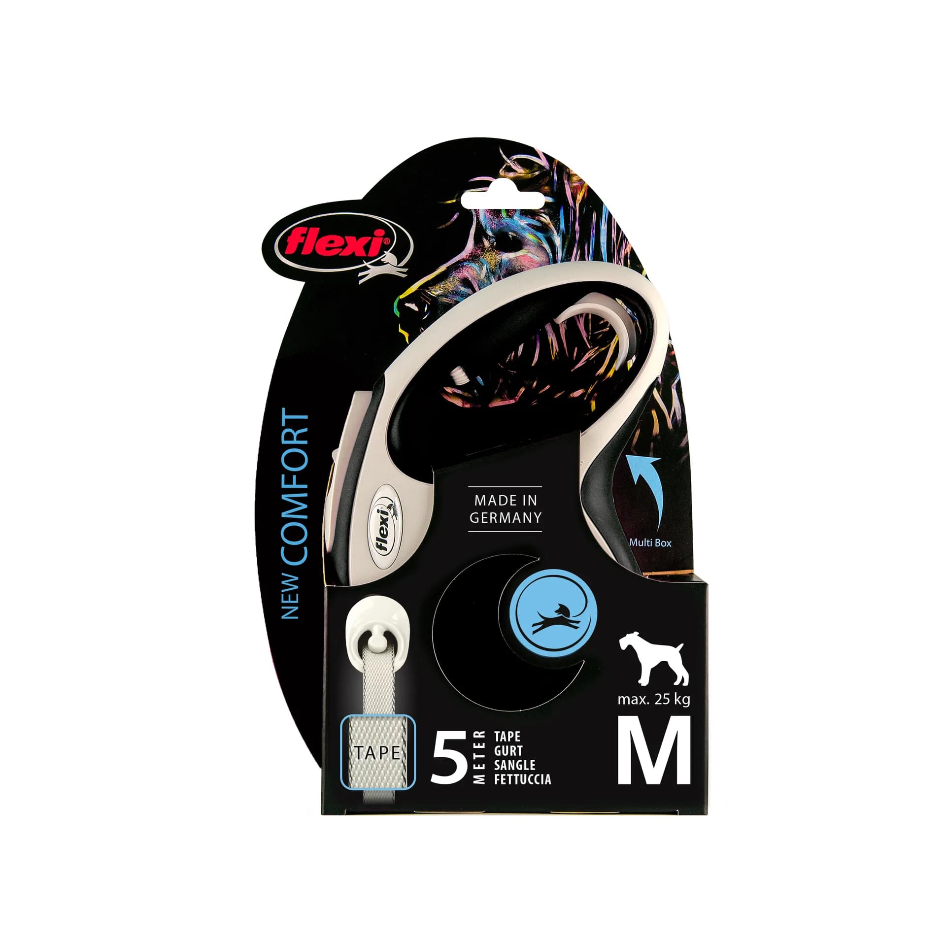 Flexi New Comfort smycz automatyczna dla psa taśma – M 5 m/25 kg