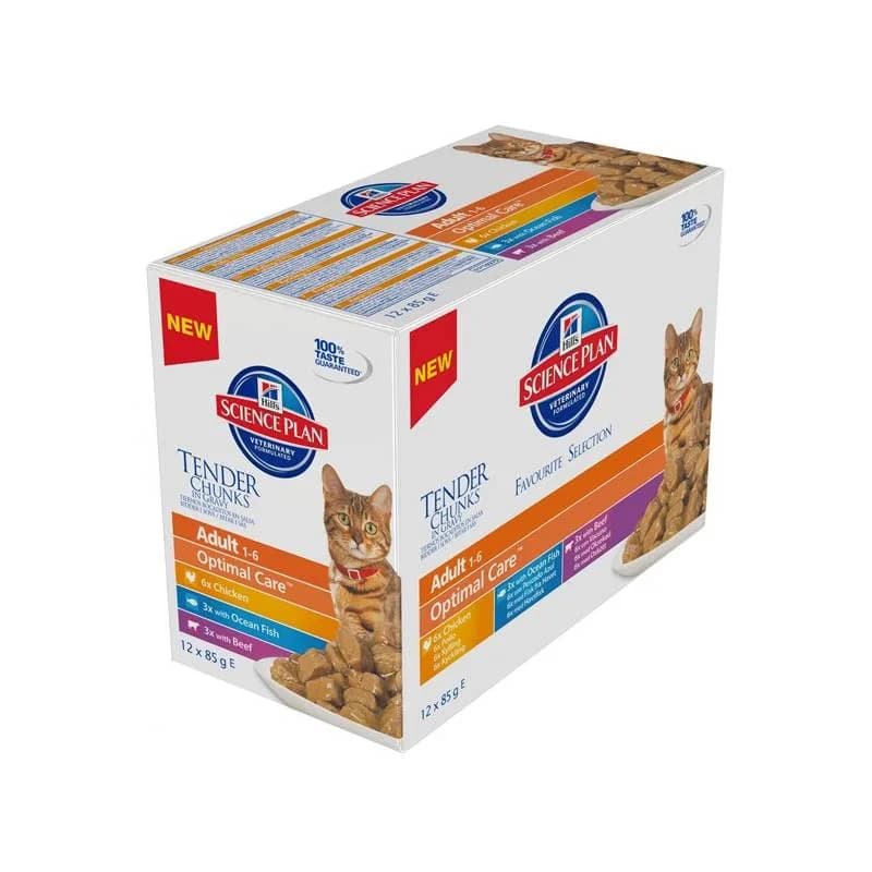 Hill's Sp Feline Adult Multipack Favourite Selection saszetki 12 × 85 g karma mokra dla dorosłych kotów