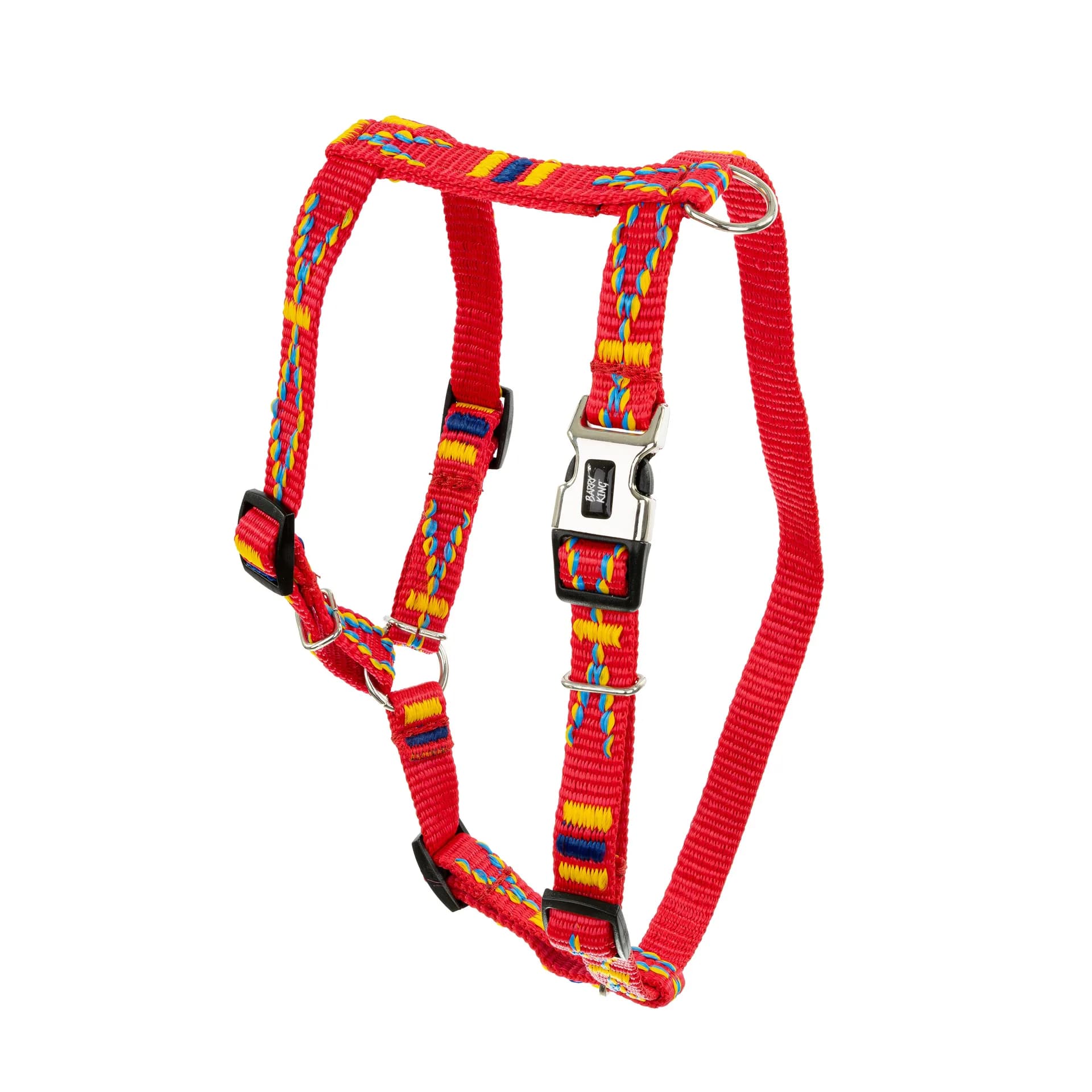 Barry King szelki dla psa wzór etniczny taśma polipropylenowa – czerwony, 10 mm/25-40 cm