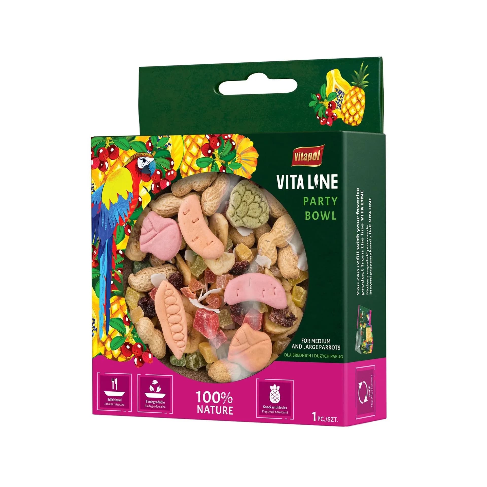 Vitapol Vitaline Party Bowl dla średnich i dużych papug w jadalnej misce 1 sztuka