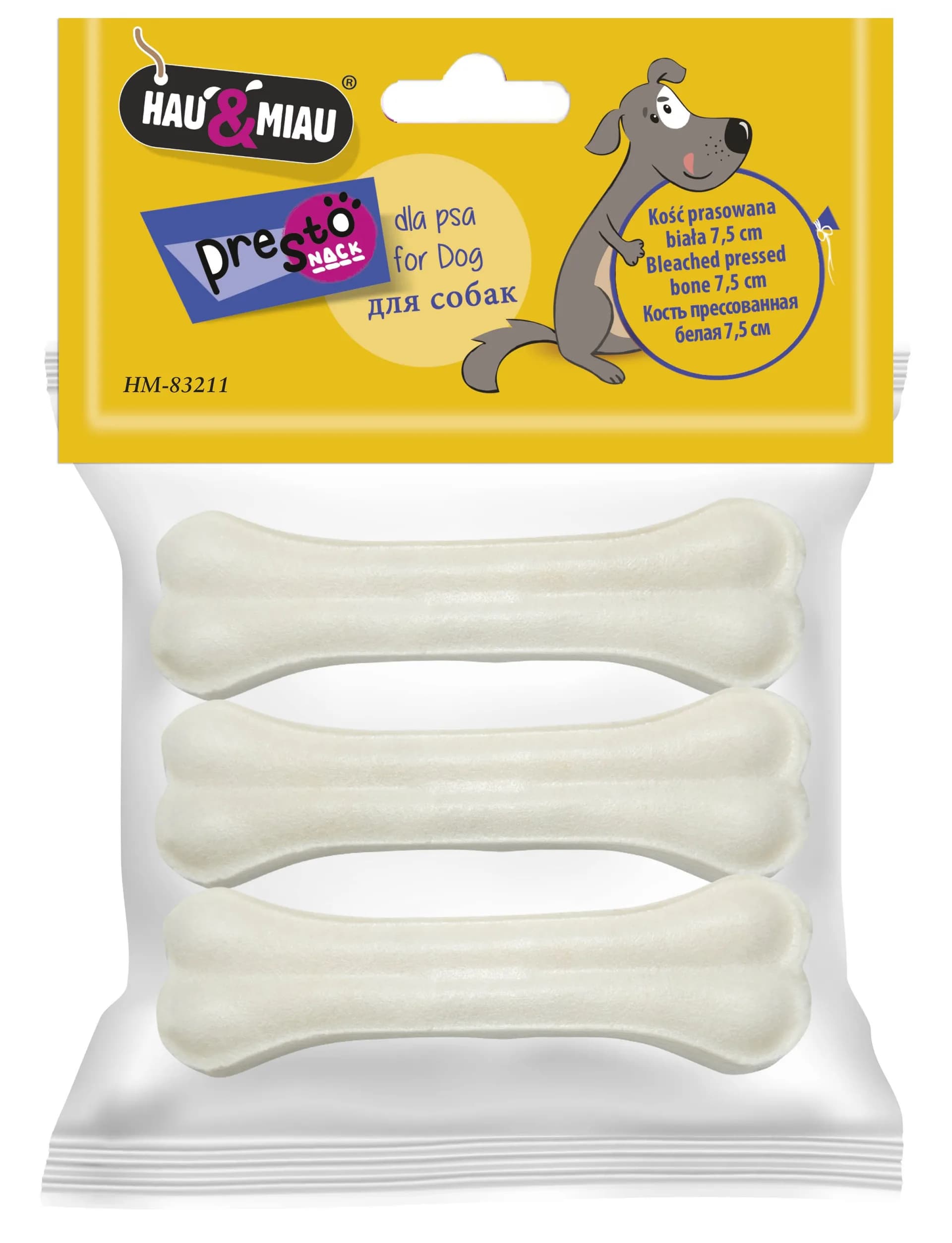 Hau&Miau Kość prasowana dla psa – 7,5 cm / 3