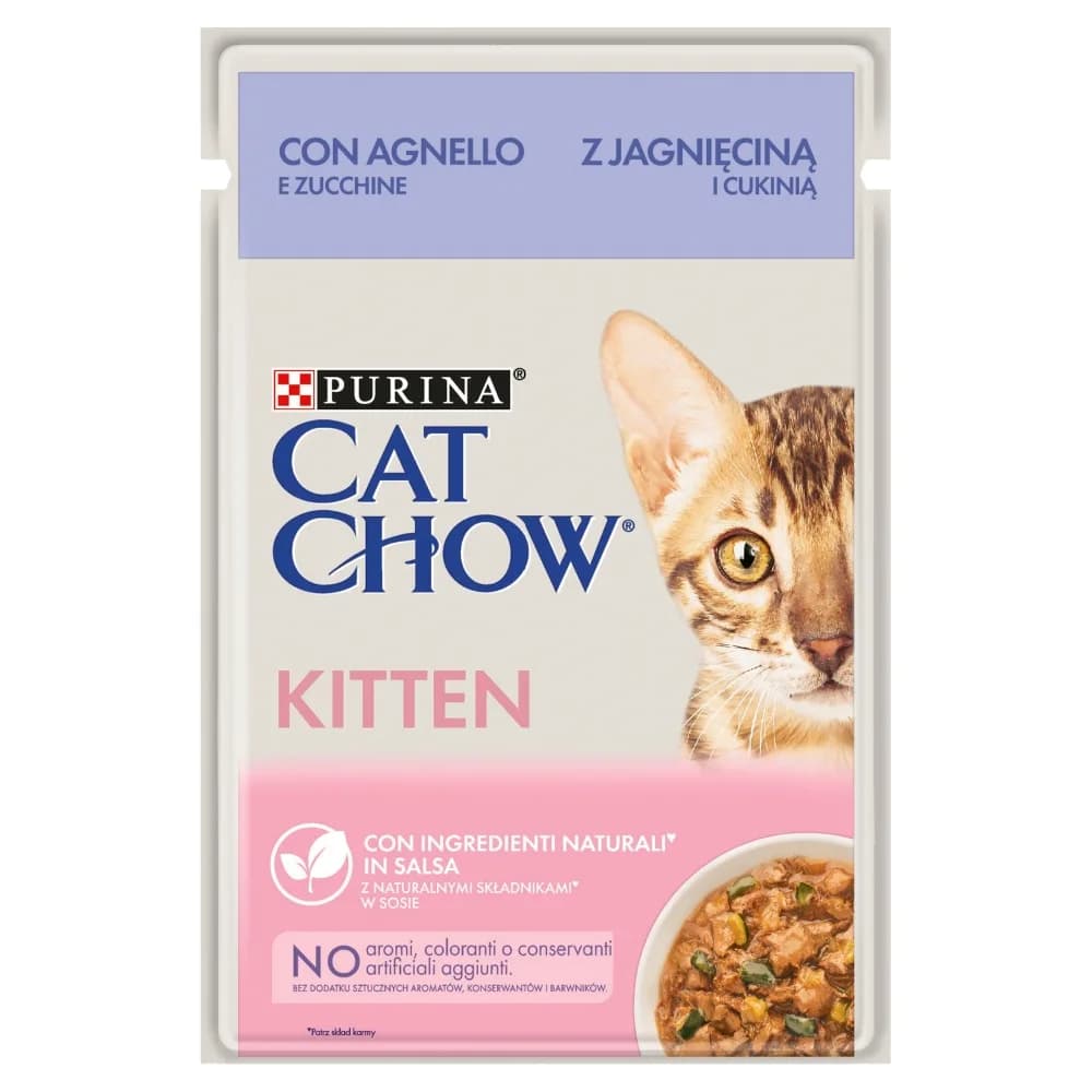 Cat Chow Purina Kitten mokra karma z jagnięciną i cukinią w sosie 85 g
