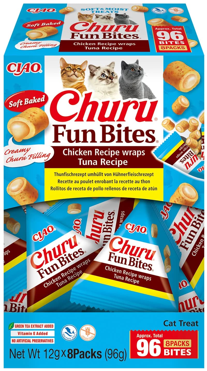 INABA Cat Fun Bites Kurczak i tuńczyk – Miękkie kąski dla kota 8 × 12 g 96 g