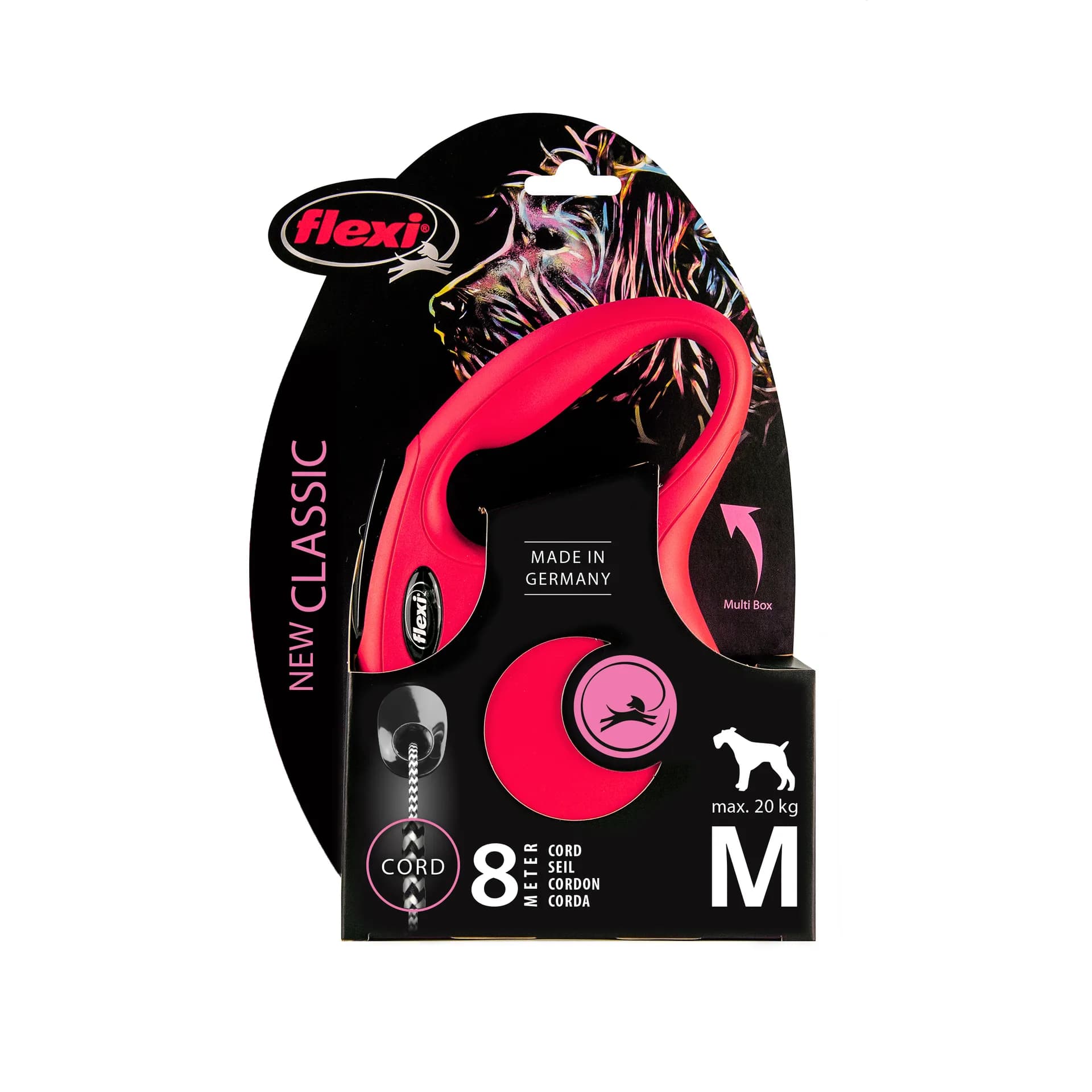 Flexi New Classic smycz automatyczna sznurkowa dla psa – M 8 m/20 kg