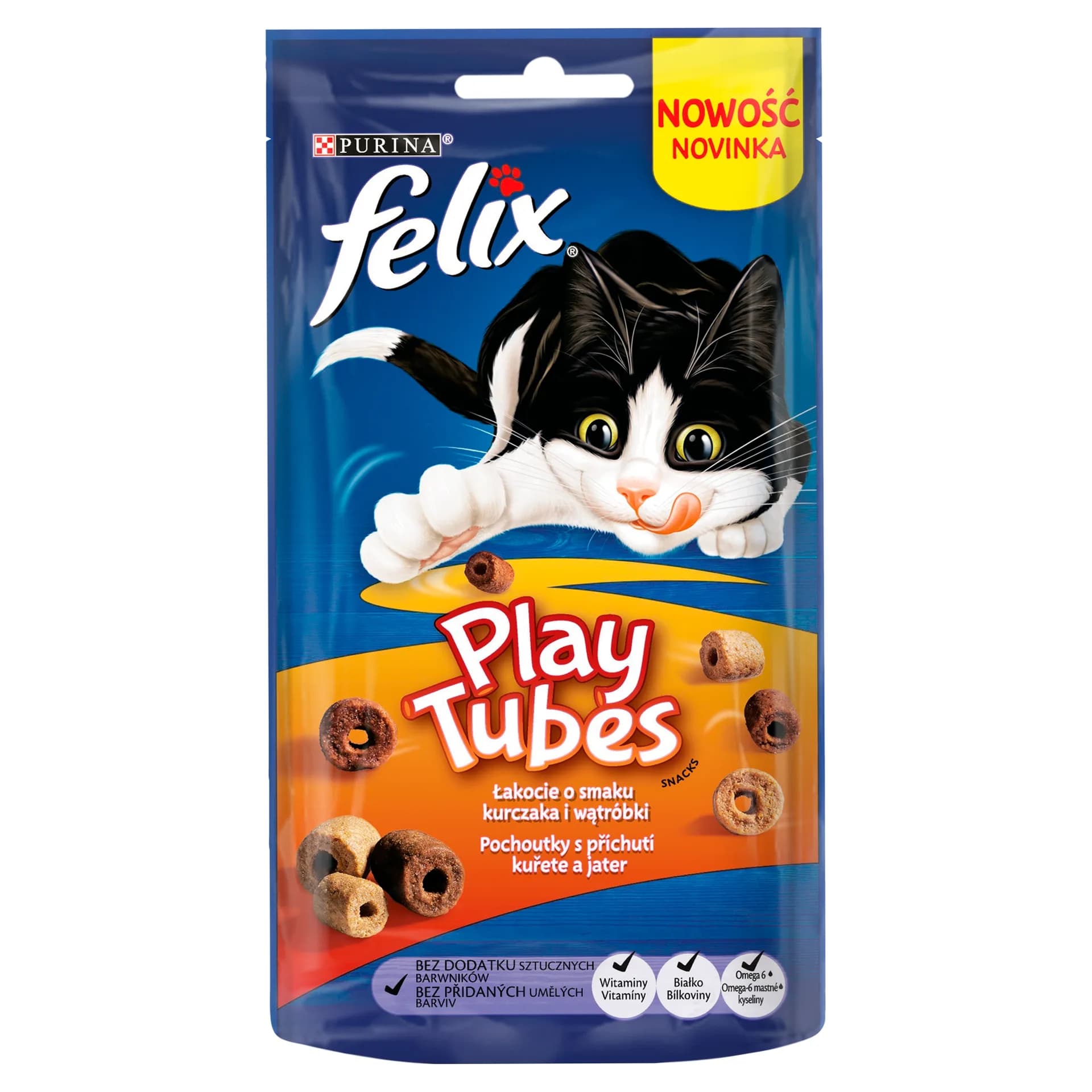 Felix Przysmak Play Tubes o smaku kurczaka i wątróbki 50 g