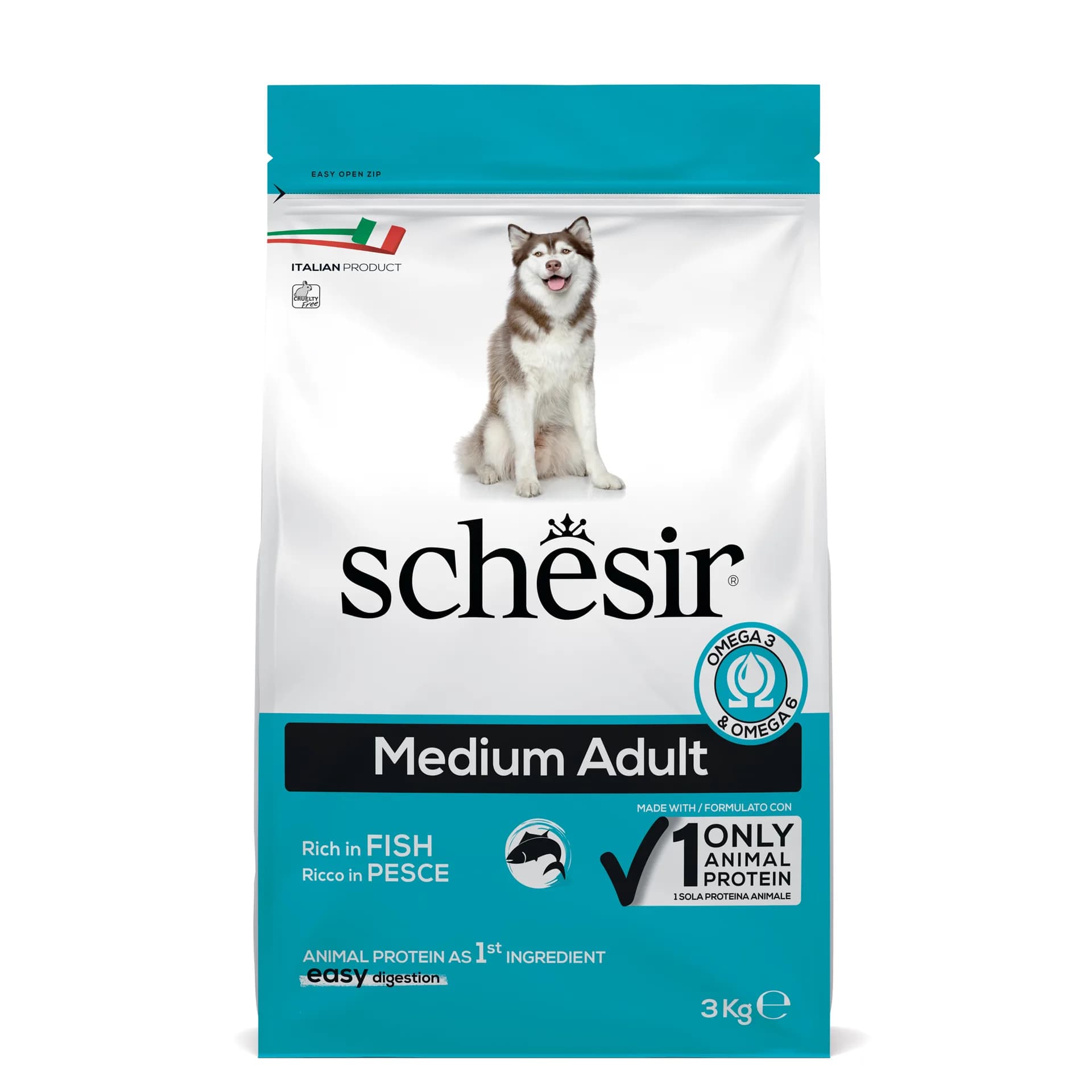 Schesir Original Medium Adult Rich In Fish karma sucha z rybą dla dorosłych psów średnich ras