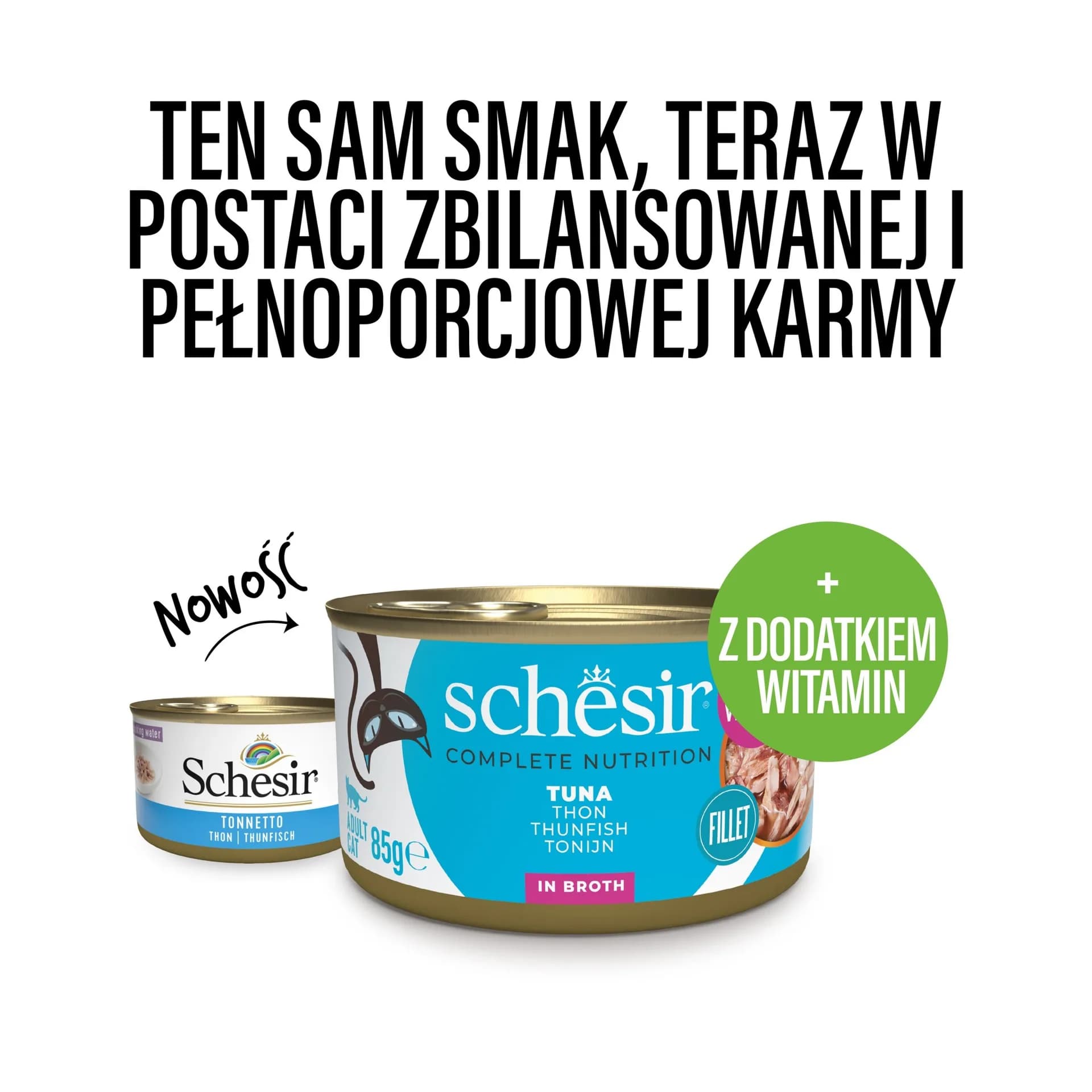 Schesir karma mokra dla kotów tuńczyk w bulionie puszka 85 g