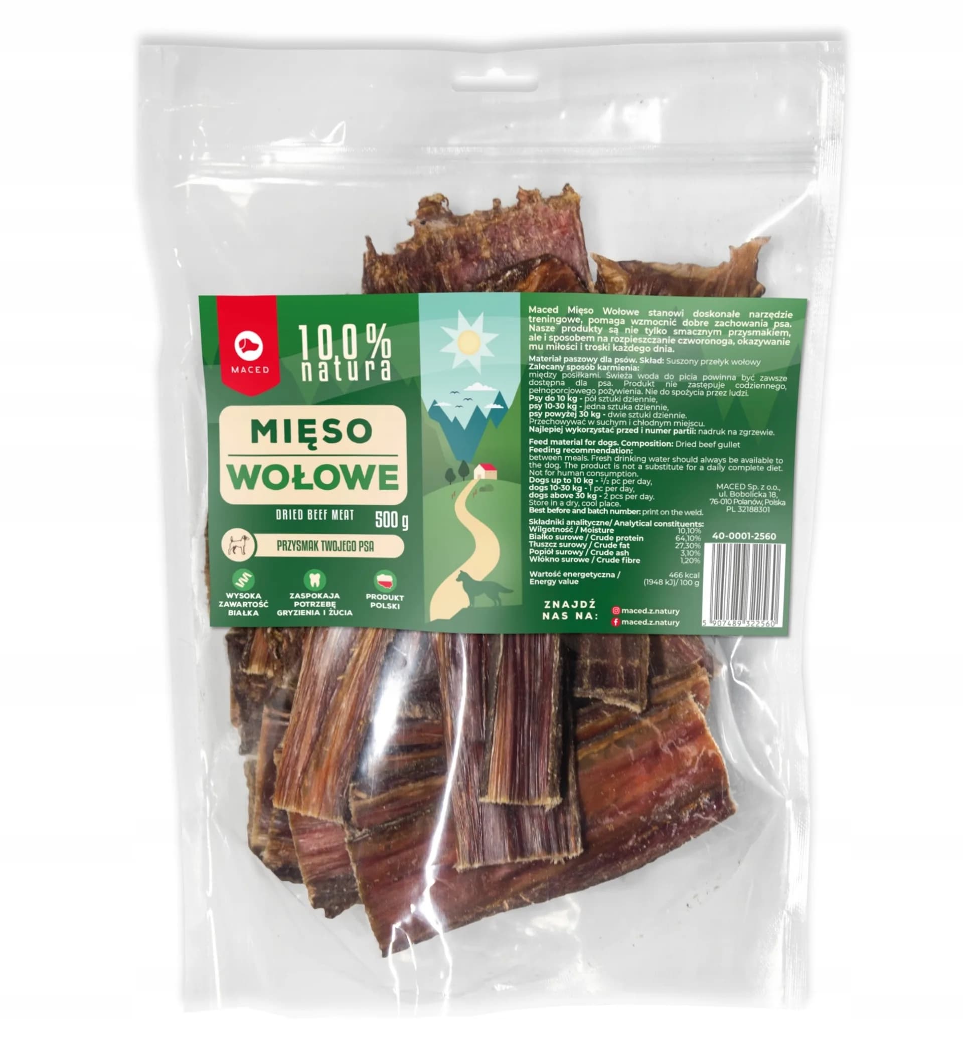 Maced Przysmak dla psa z Mięsa Wołowego 100% Natura – 500 g