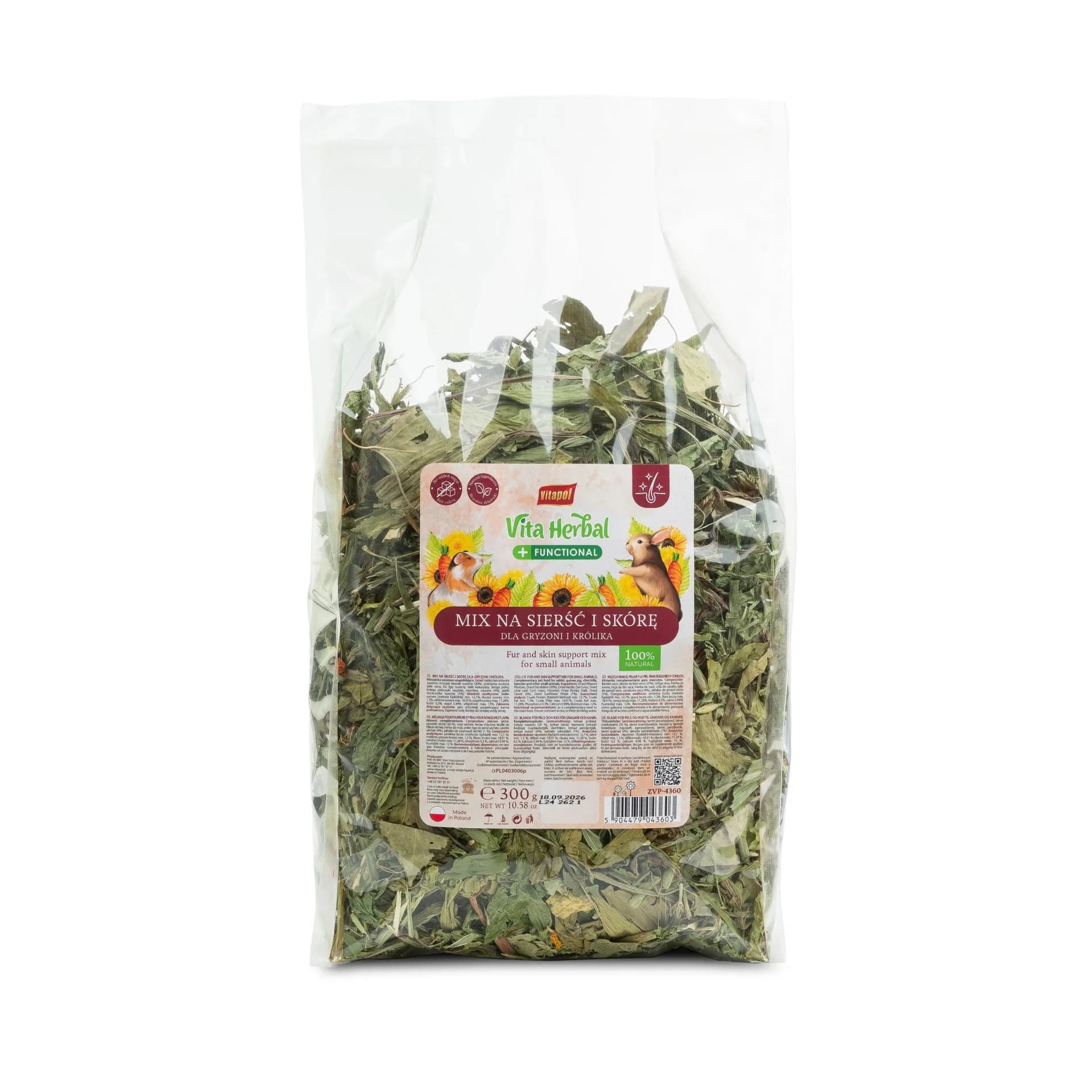 Vitapol Vitapool Herbal Functional mix na sierść i skórę dla gryzoni i królika 300 g