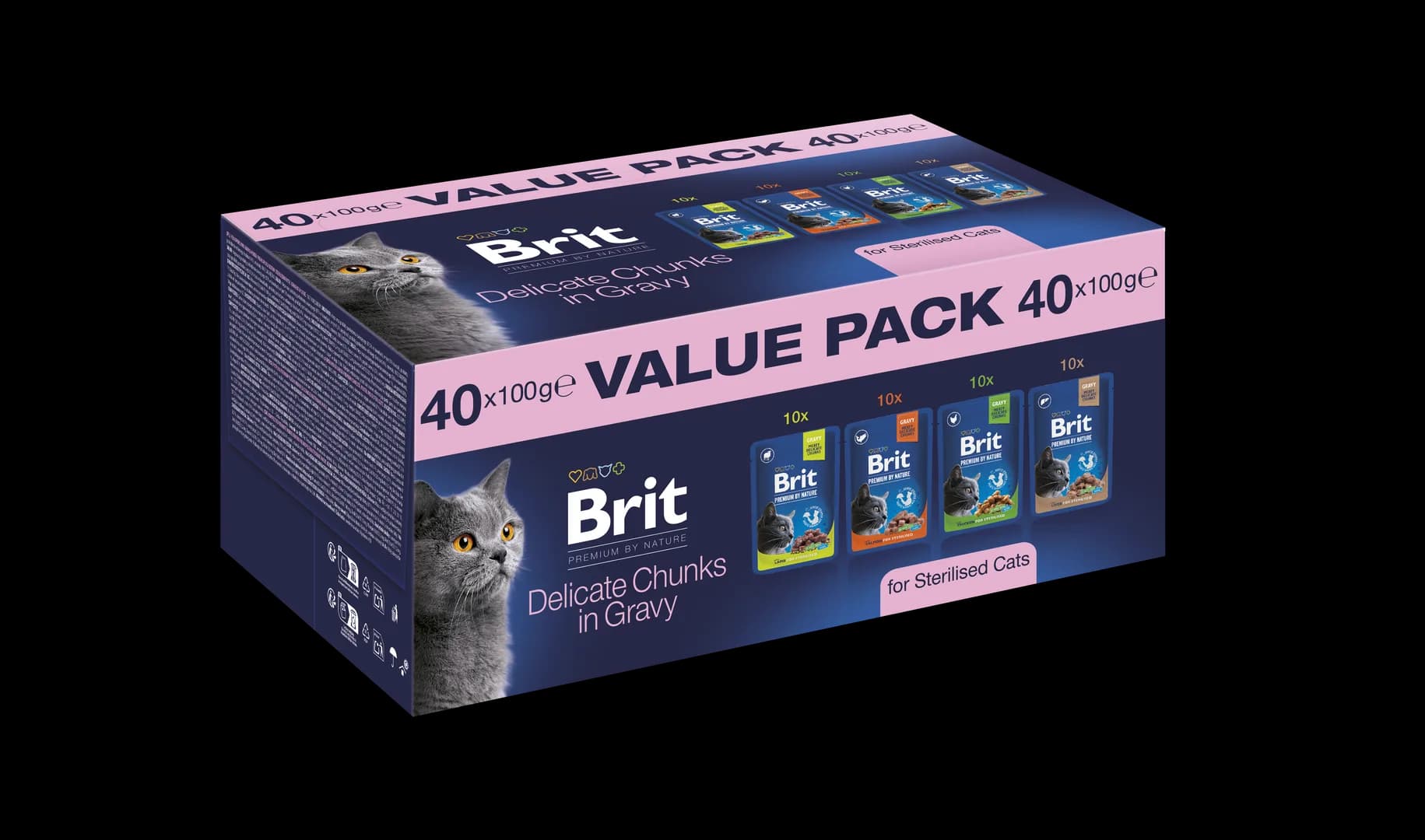 Brit Premium by Nature Cat Value Pack Delicate Chunks for Sterilised Cats 40 × 100 g