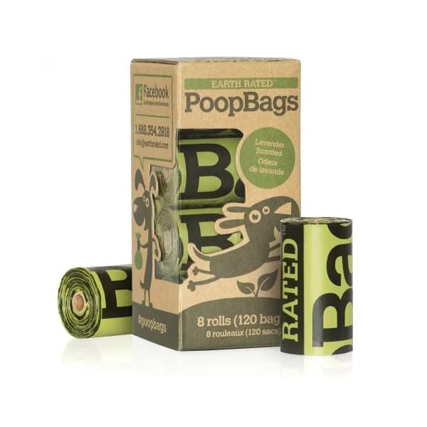 EARTH RATED Lawendowe biodegradowalne woreczki na psie odchody Poop Bags 8 x 15 szt.