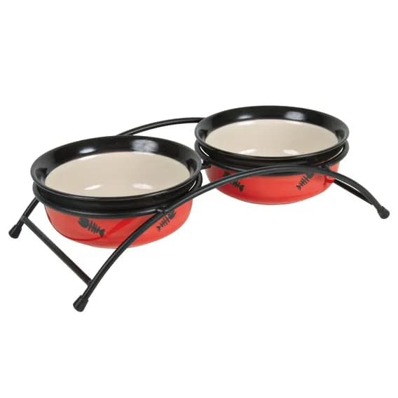 Trixie Zestaw misek ceramicznych na stojaku dla kota