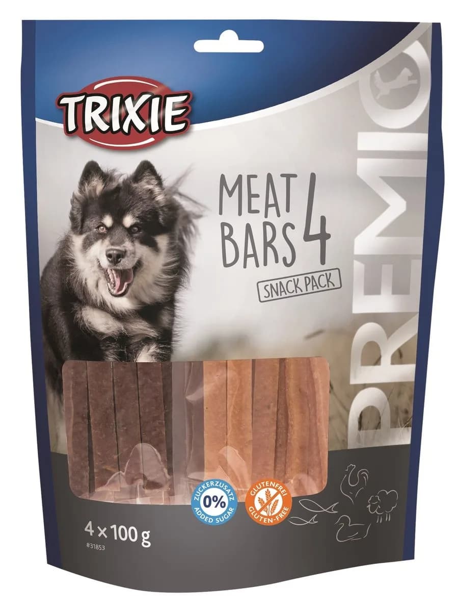 Trixie Premio 4 Meat Bars przysmak dla psów kurczak, Kaczka, Jagnięcina, Łosoś 100 g