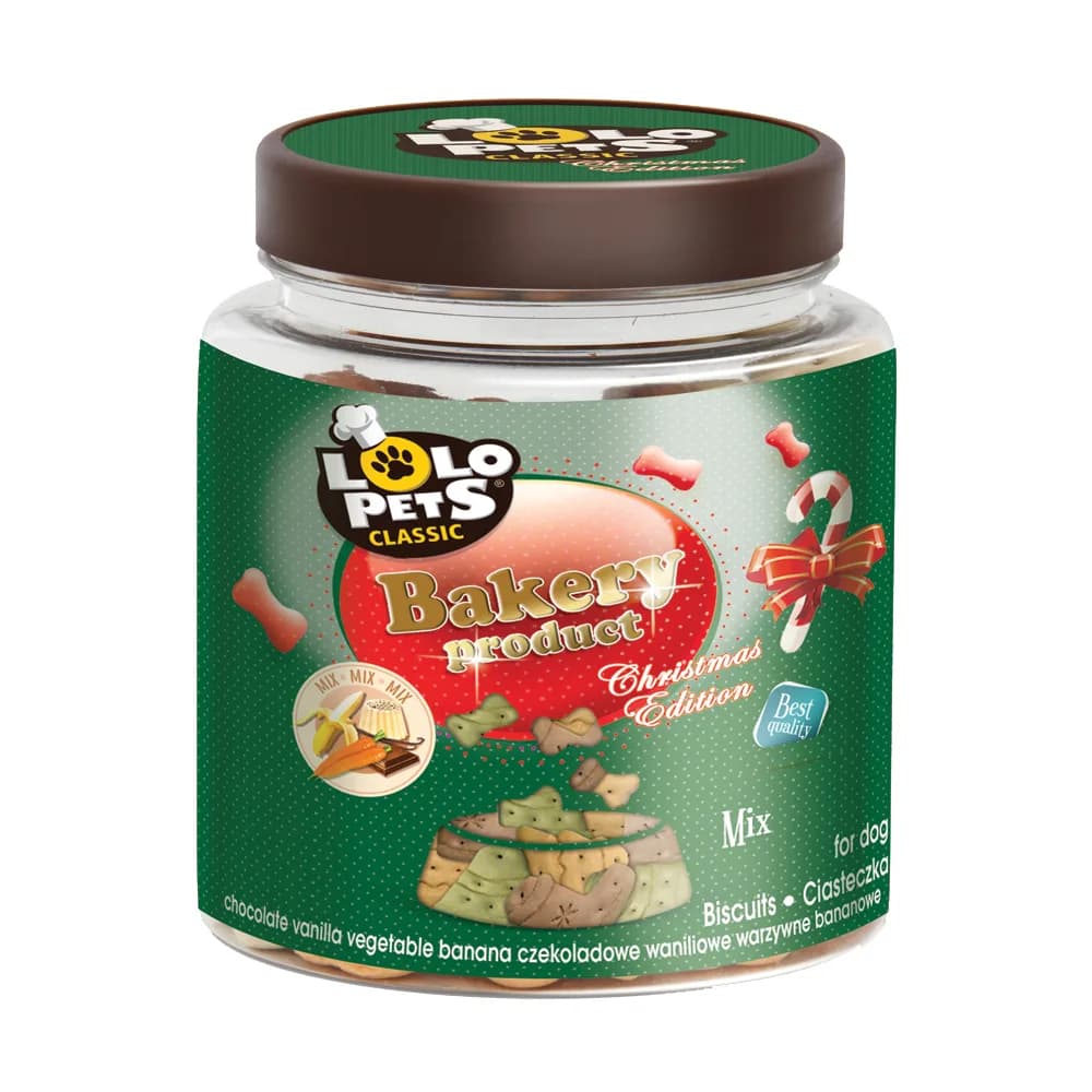 Lolo Pets Ciastka przysmak dla psów Świąteczny mix w Łoiku S 240 g