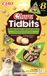INABA Churu Tidbits 8P Uzupełniająca karma dla kotów formuła z kurczakiem o smaku bulionu dashi 8 × 12 g