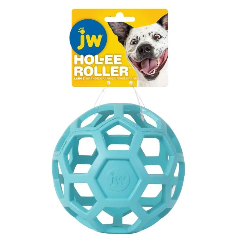 JW Pet Hol-ee roller l teal wytrzymała piłka dla psa do zabawy ø 14 cm