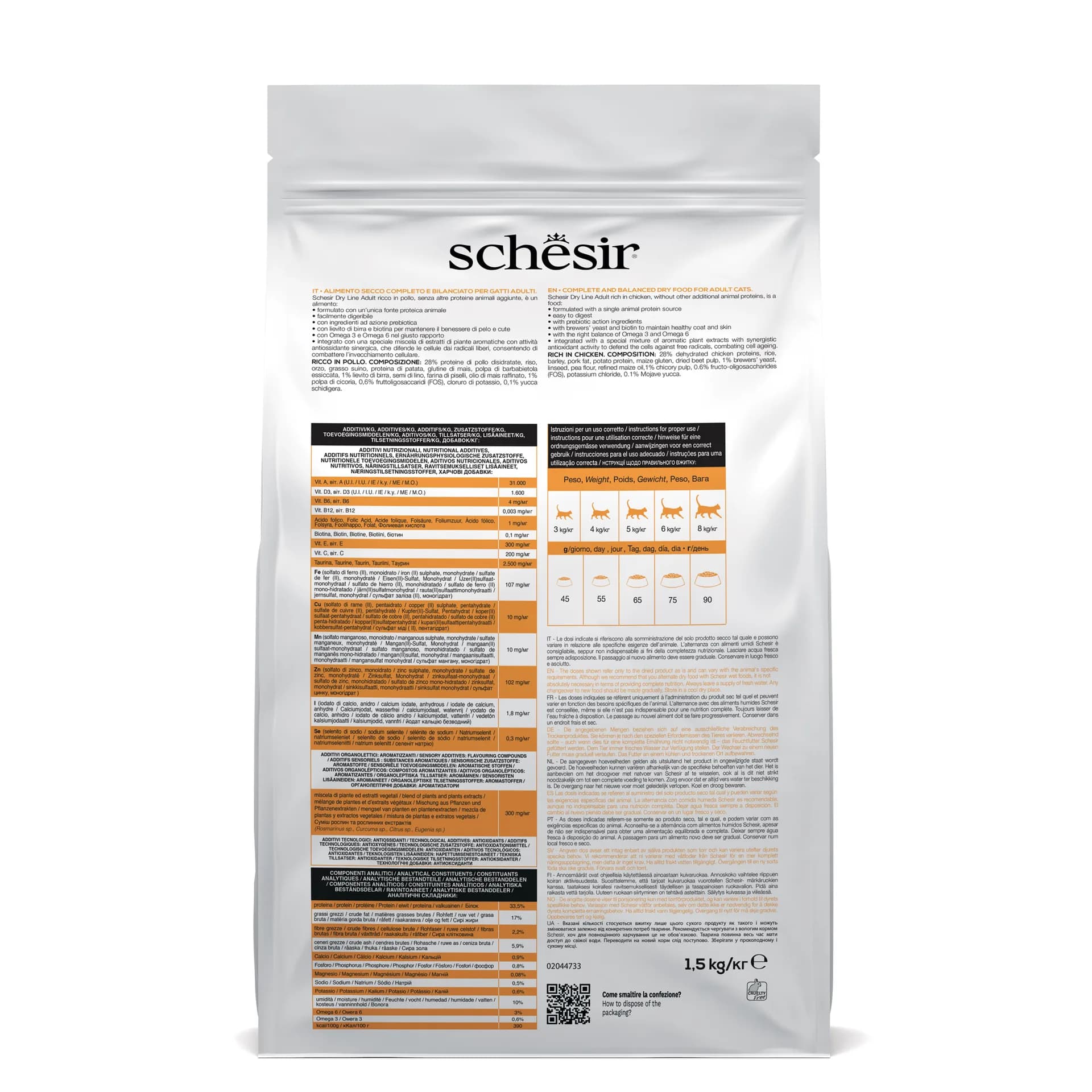 Schesir Original Adult karma sucha z kurczakiem dla dorosłych kotów – 1,5 kg