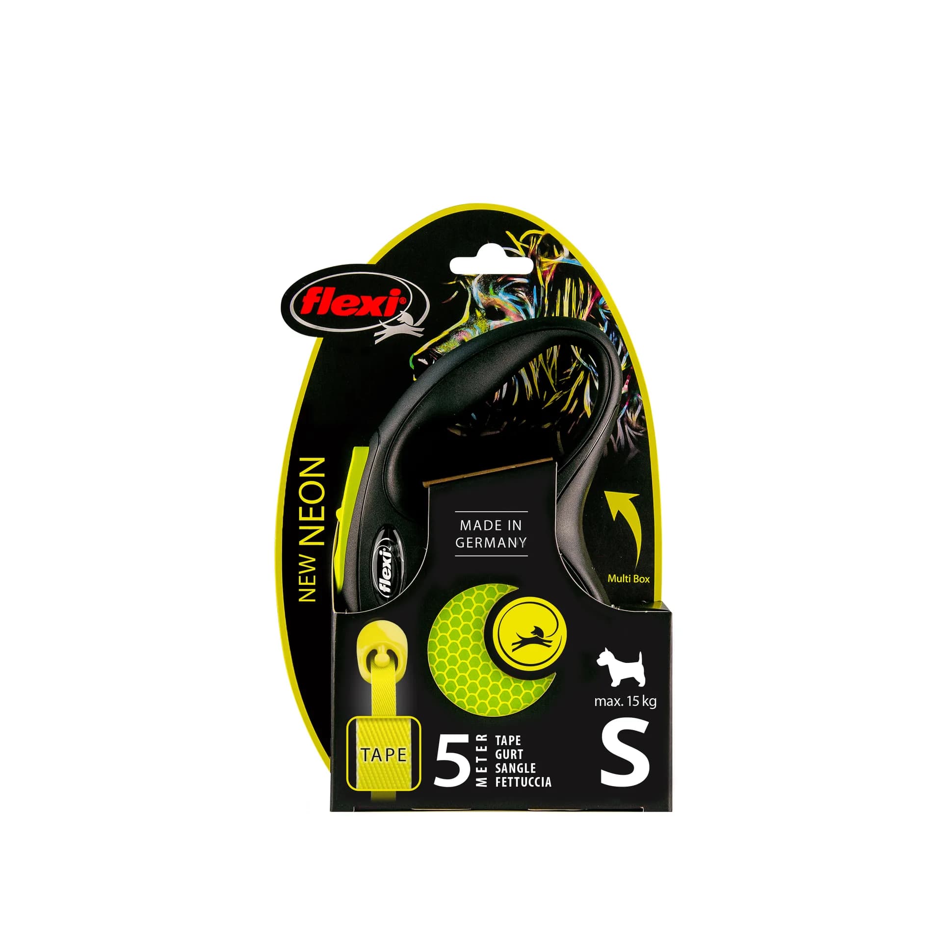 Flexi New Neon smycz automatyczna dla psa taśma – żółty, do 25 kg