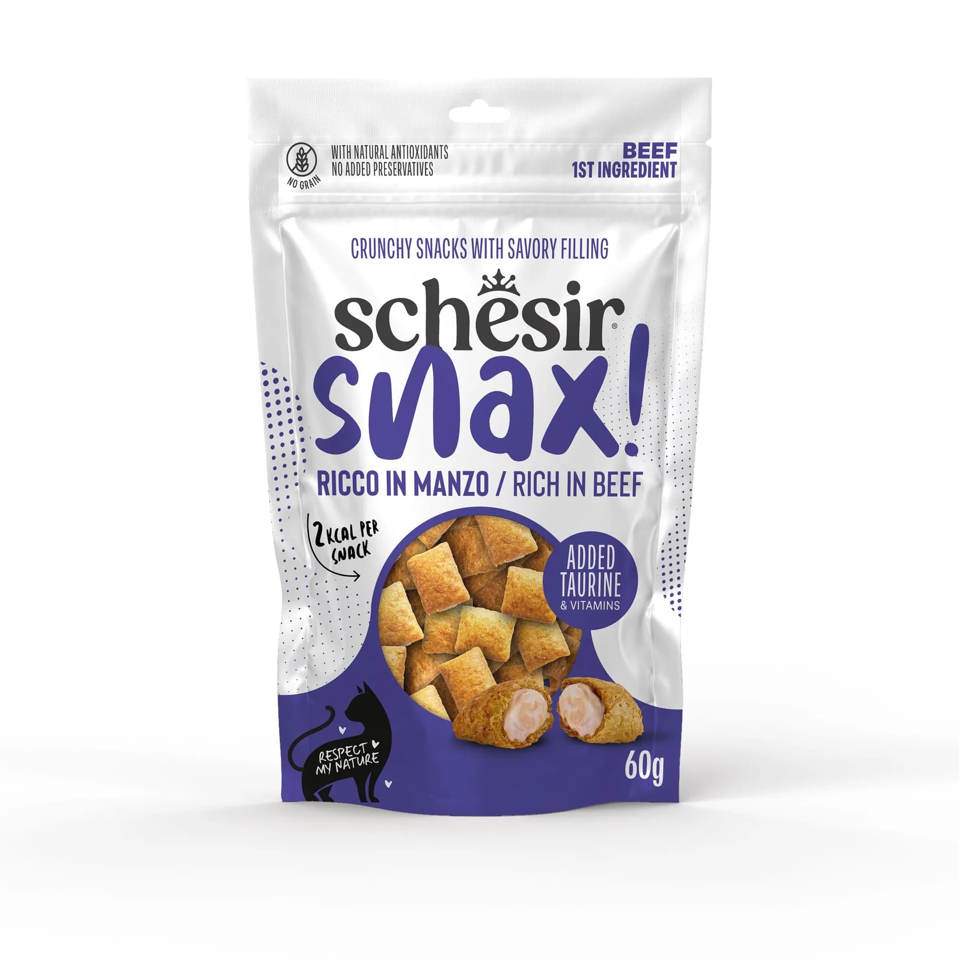 Schesir Snax przysmak z nadzieniem dla kota wołowina 60 g
