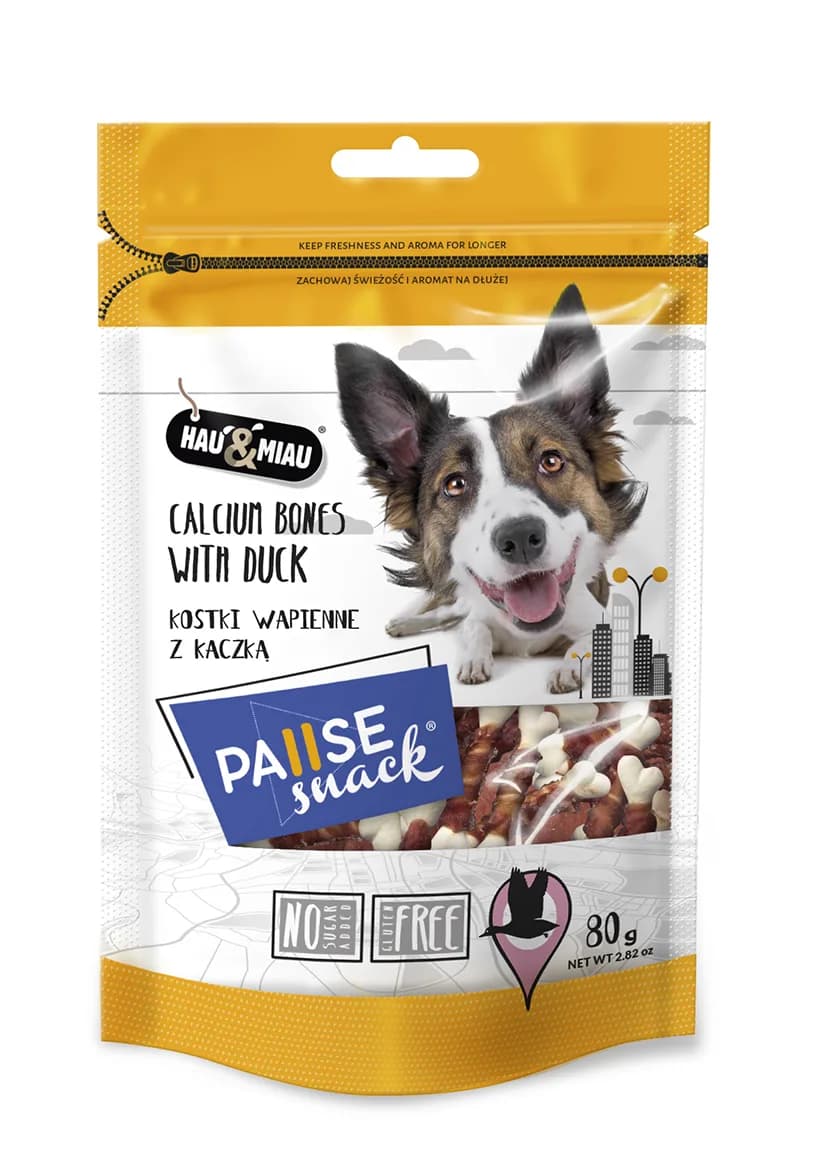 Hau&Miau Pausesnack przysmak dla psa kostki wapienne z kaczką