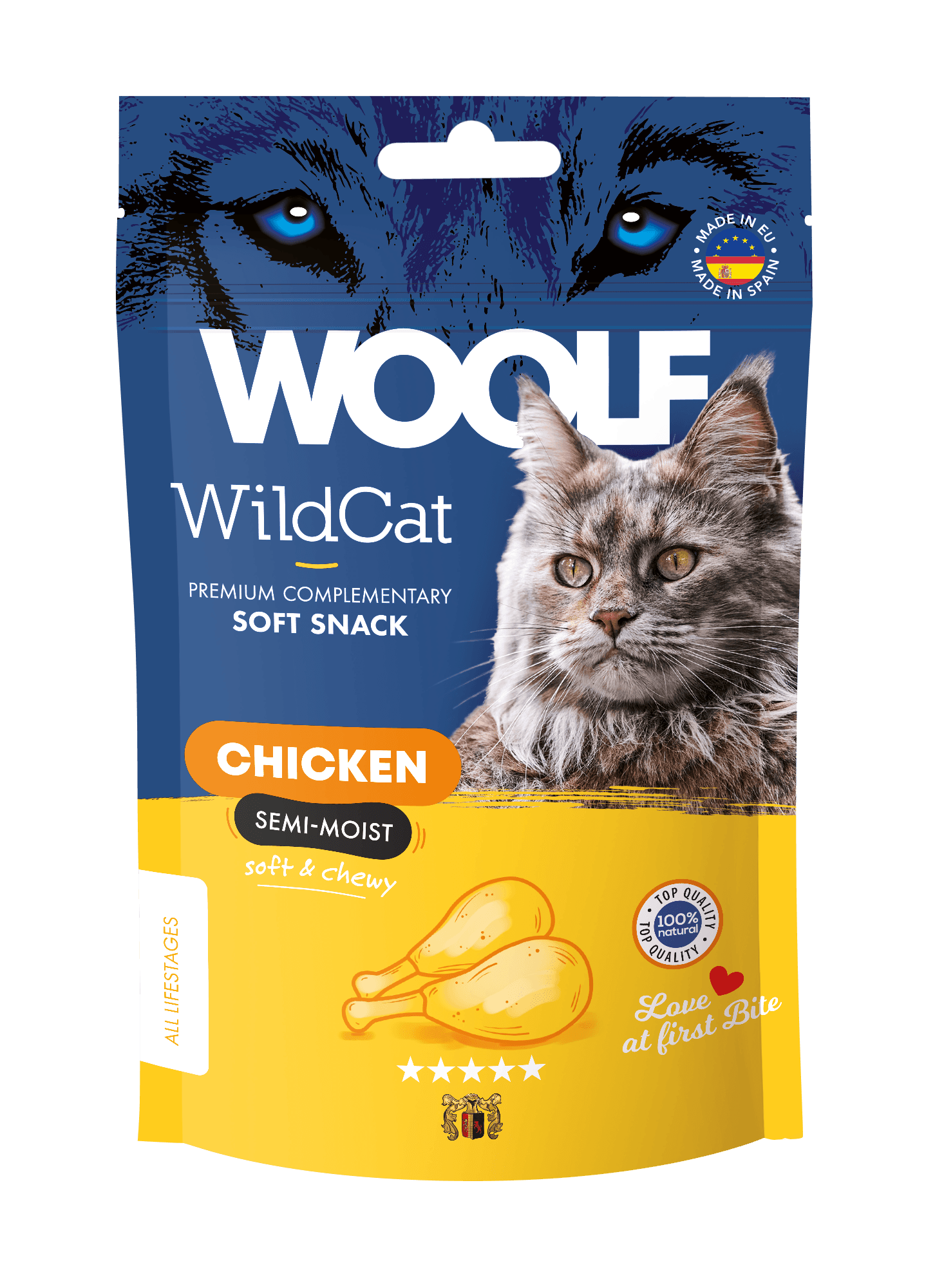 Woolf WildCat Soft Snack Chicken półwilgotny przysmak z kurczakiem dla kota 50 g