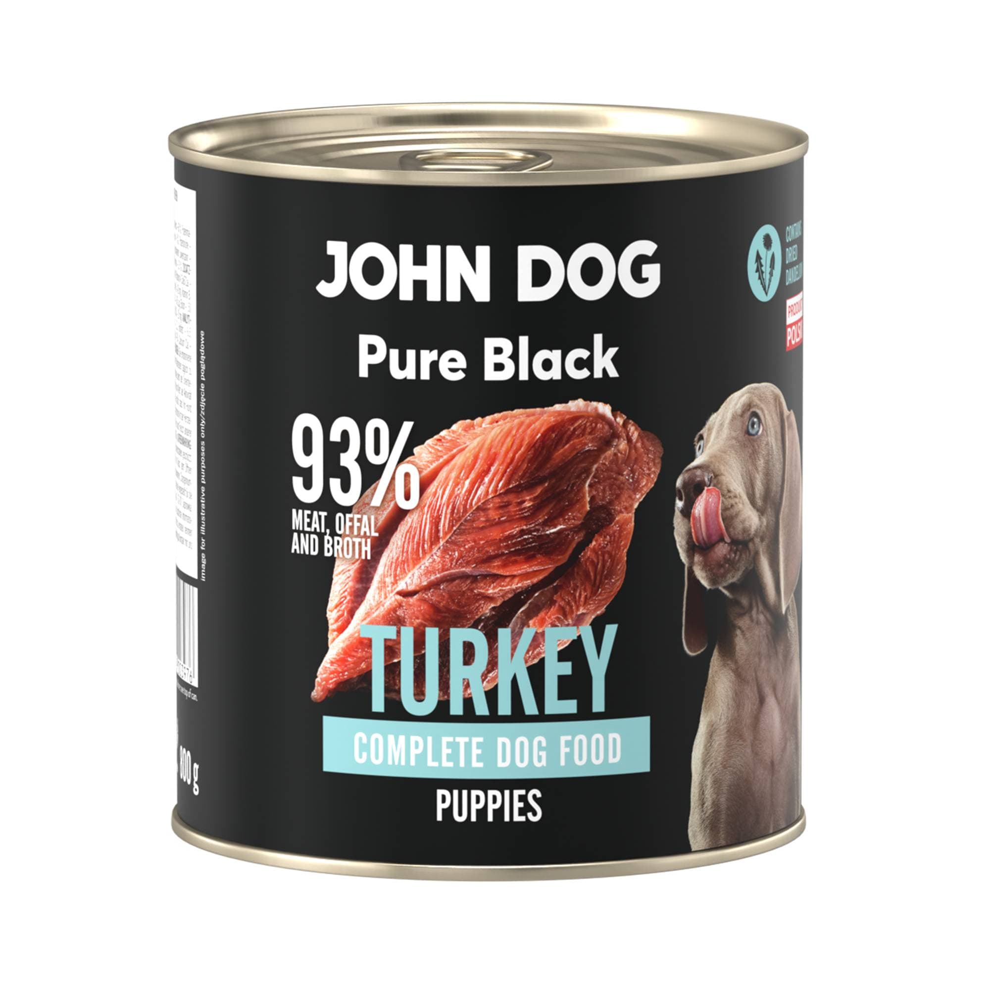 John Dog Pure Black Junior monobiałkowa karma mokra dla szczeniąt z indykiem