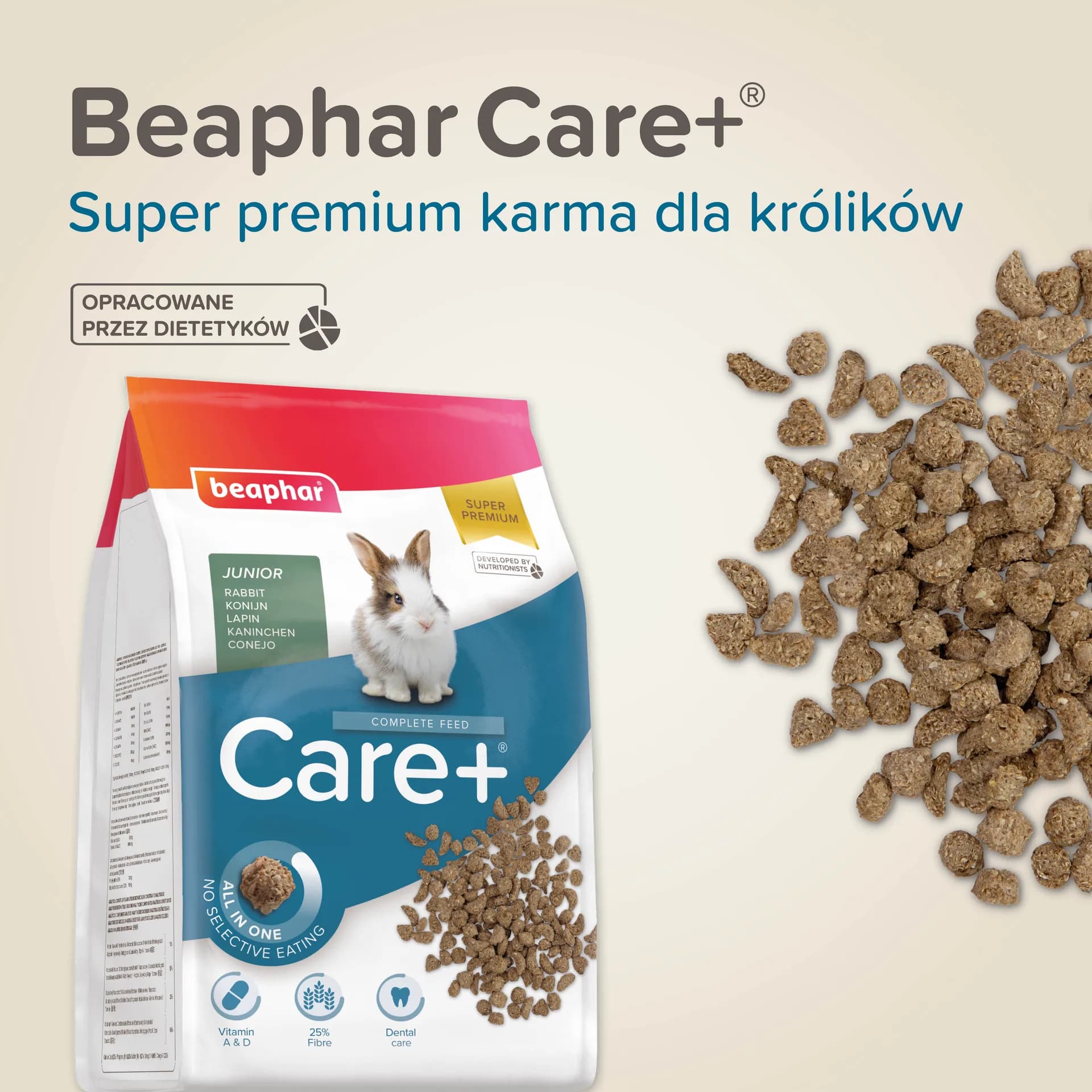 Beaphar Care+ Rabbit Junior karma Super Premium dla młodego królika – 1,5 kg