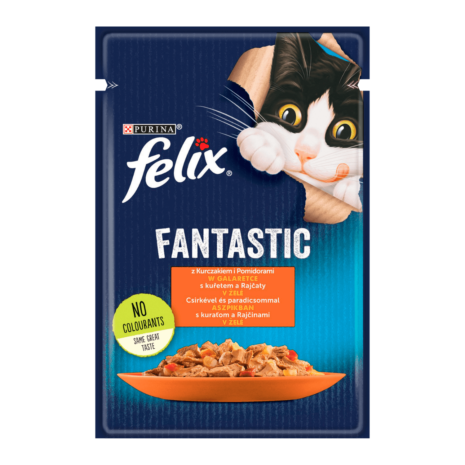 Felix Fantastic karma mokra z kurczakiem i pomidorami w galaretce dla dorosłych kotów 85 g
