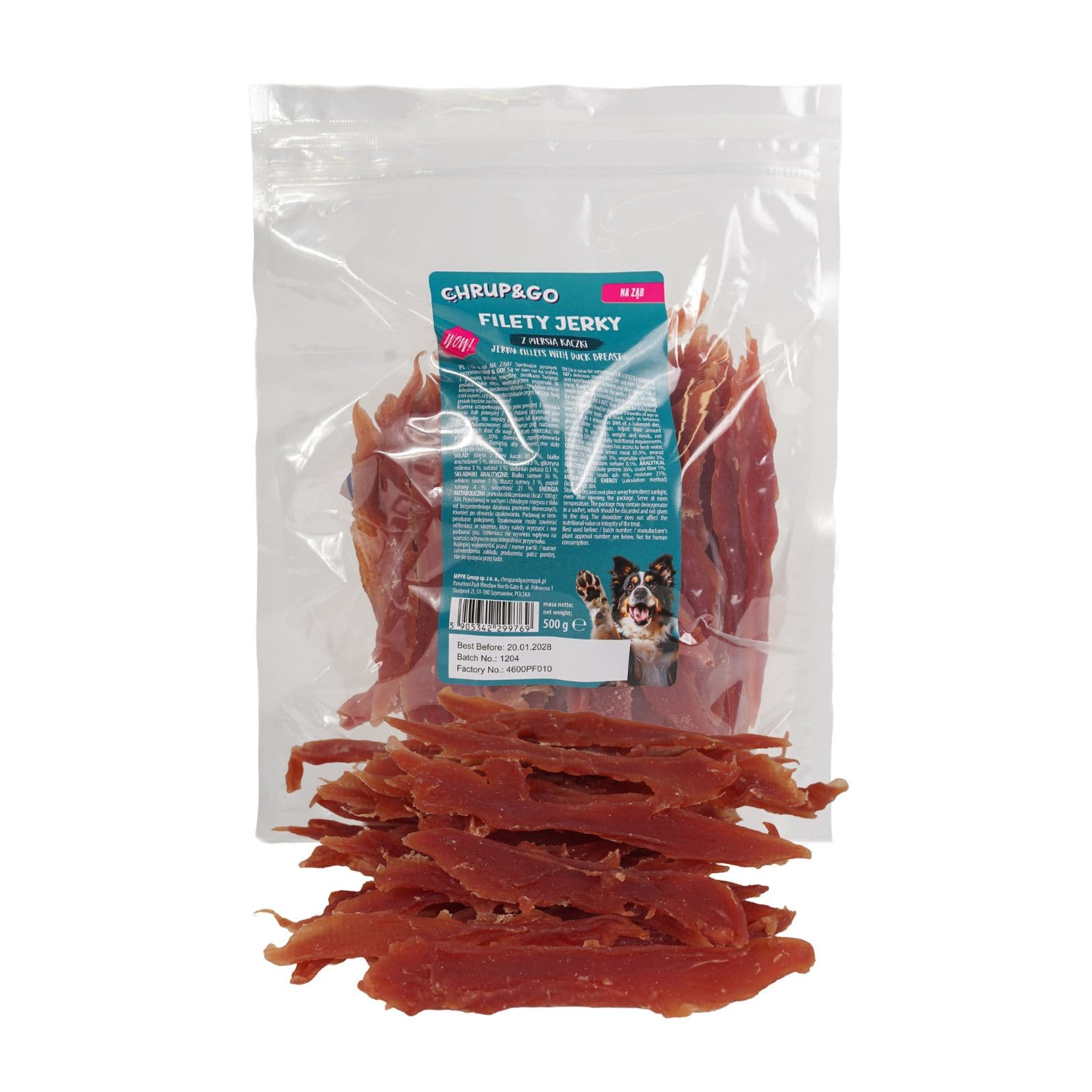 Chrup&Go Przysmak dla psa Filety jerky z piersią kaczki 500 g
