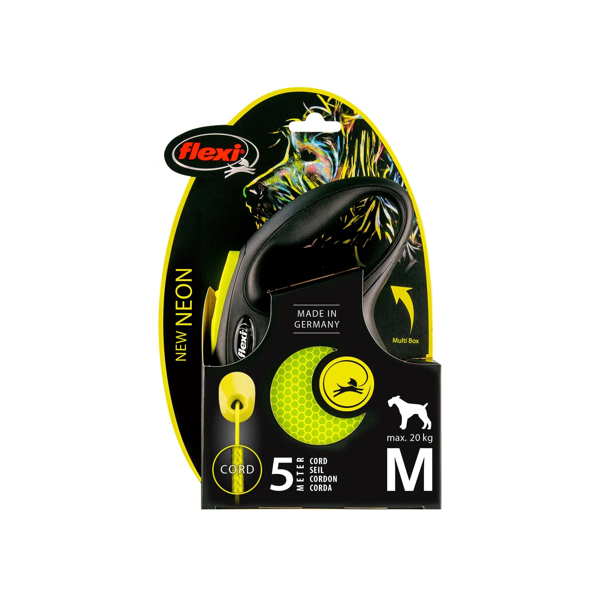 Flexi New Neon smycz automatyczna dla psa linka czarny / neonowy żółty - różne rozmiary - / XS 3 m 8 kg