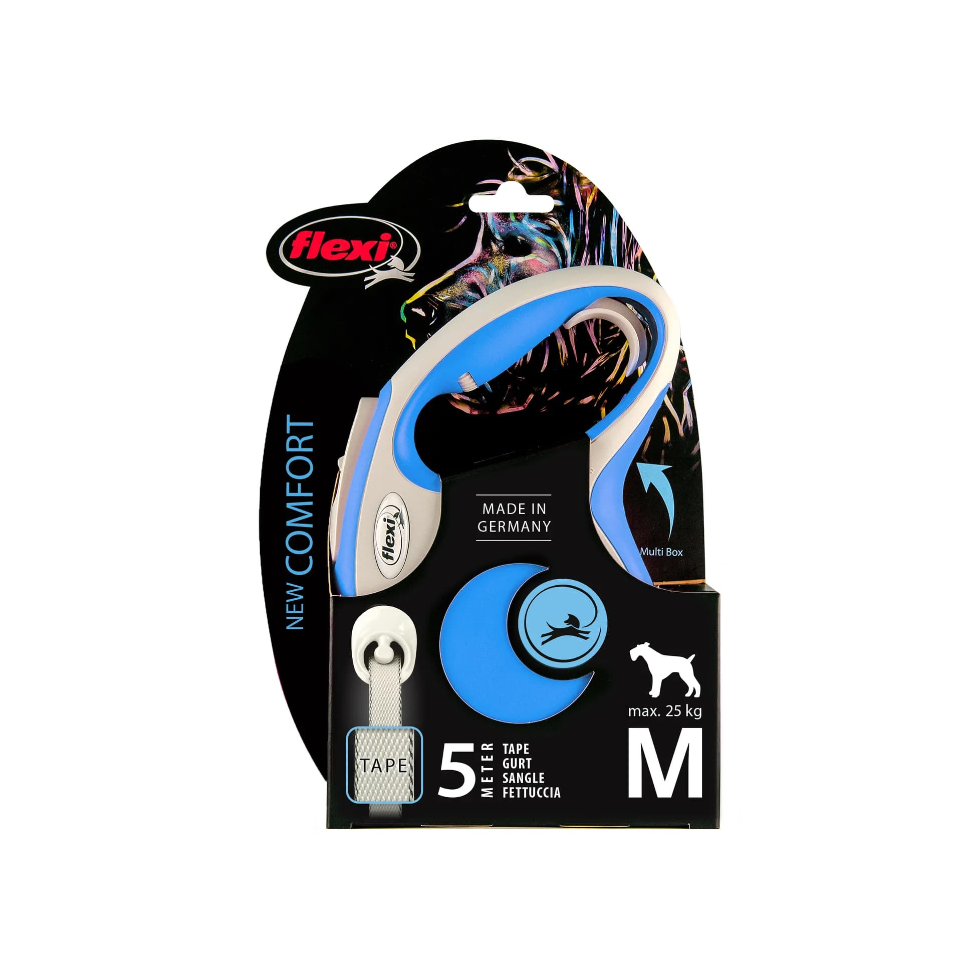 Flexi New Comfort smycz automatyczna dla psa taśma – M 5 m/25 kg