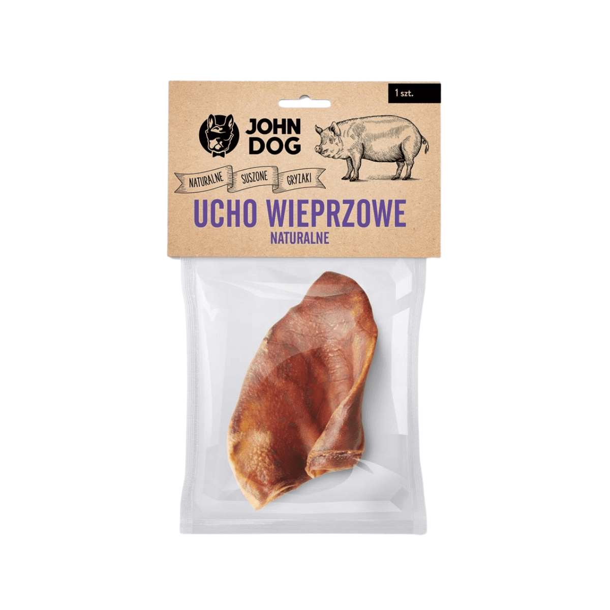 John Dog naturalny suszony gryzak dla psa Ucho wieprzowe