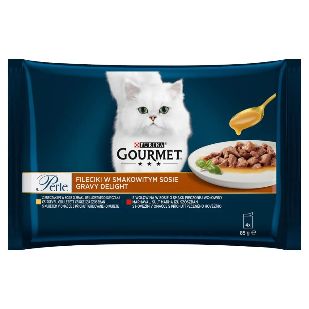 Gourmet Purina Perle Gravy Delight fileciki w smakowitym sosie 4 × 85 g