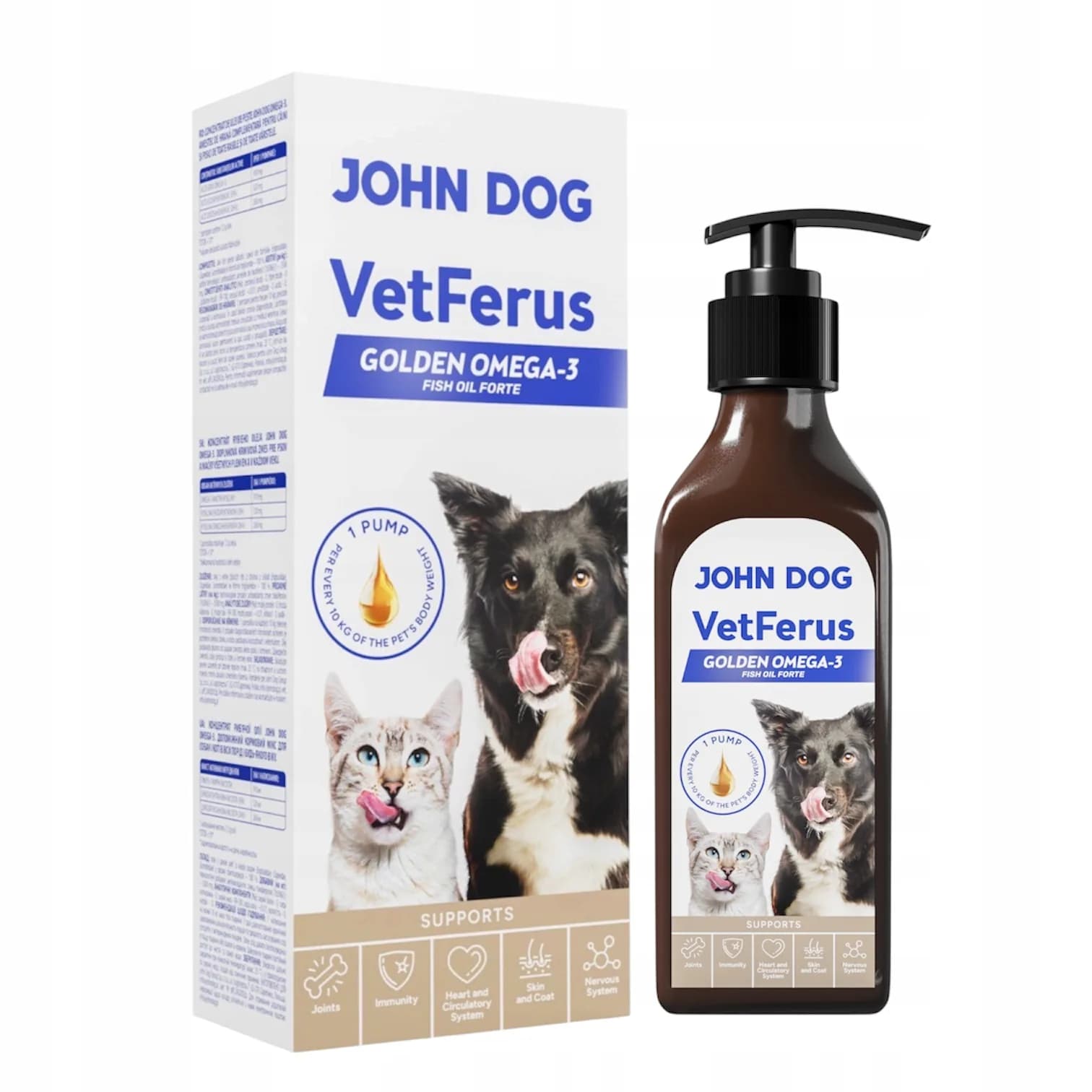John Dog Olej Vetferus Omega-3 dla psa i kota z dziko żyjących ryb EPA i DHA 100 ml