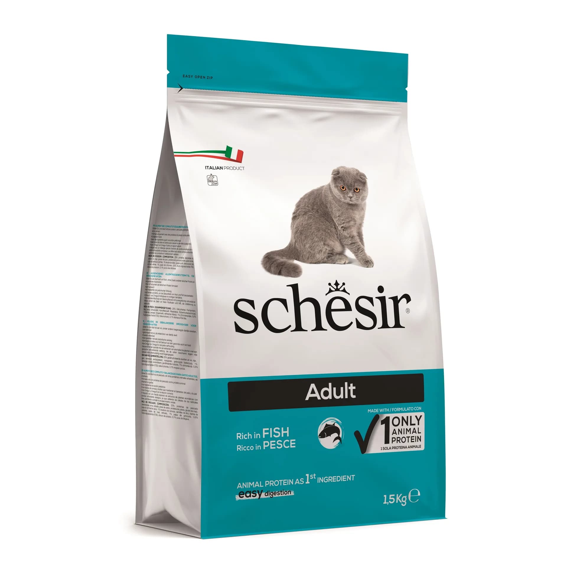 Schesir Original Adult Fish karma sucha z rybą dla dorosłych kotów – 1,5 kg