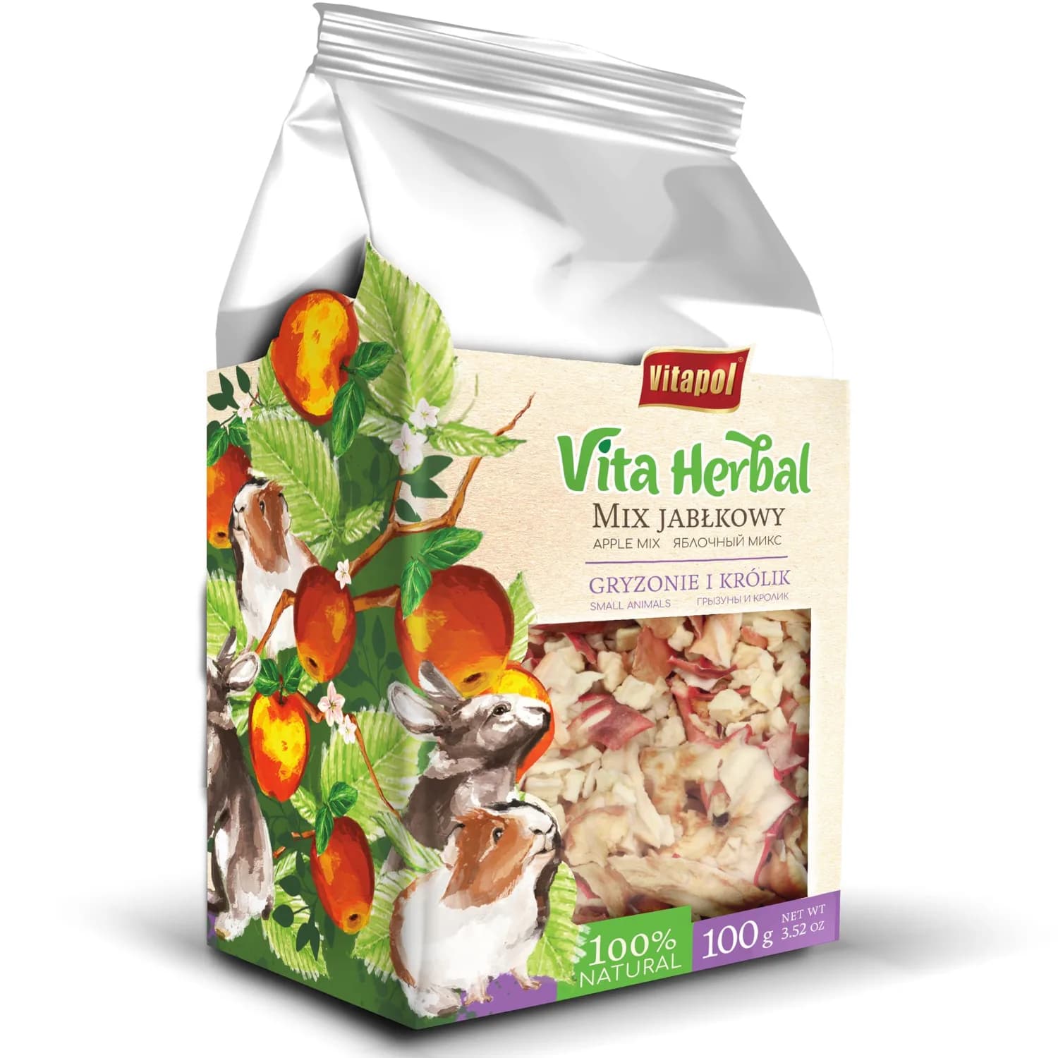 Vitapol Mix jabłkowy przysmak dla gryzoni i królika 100 g
