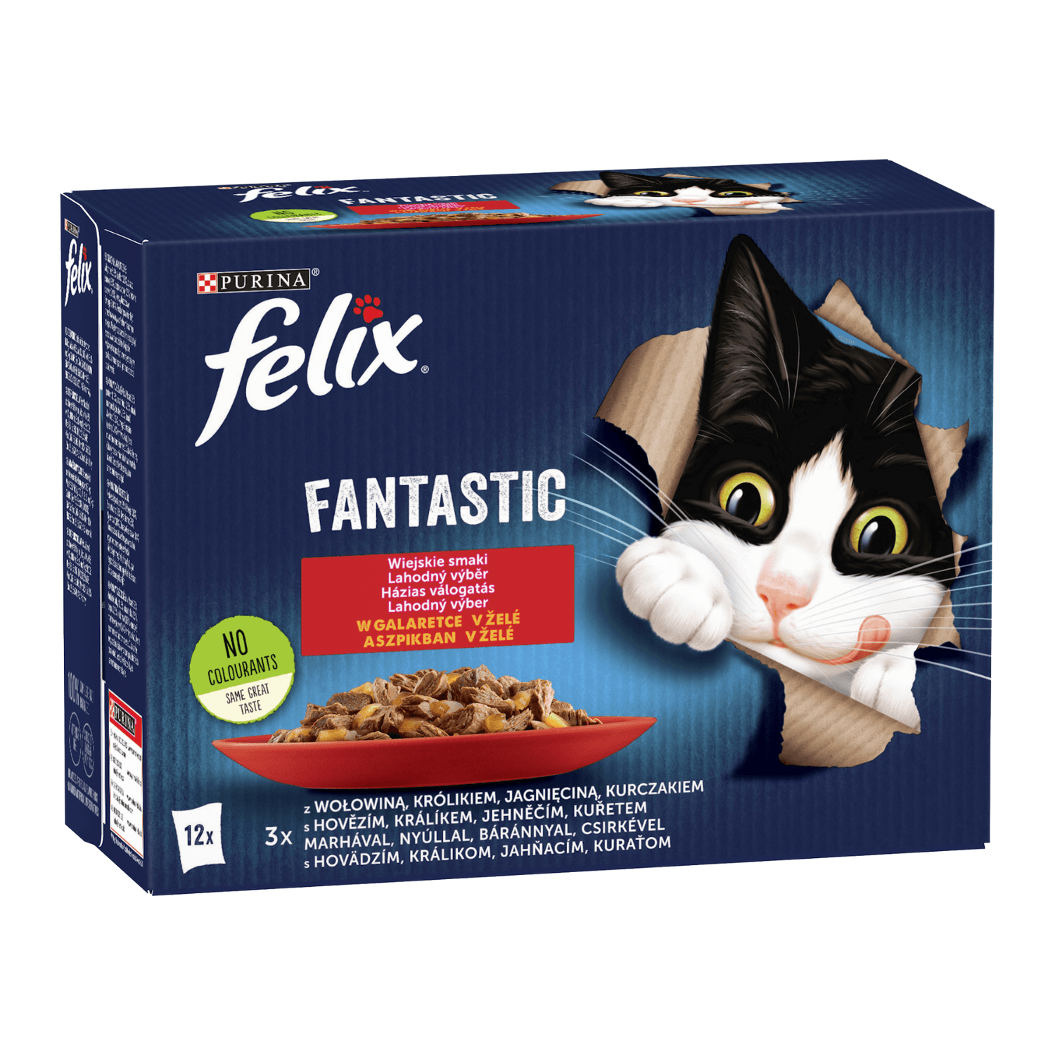 Felix Fantastic saszetki karma mokra dla dorosłych kotów mięso 12 × 85 g
